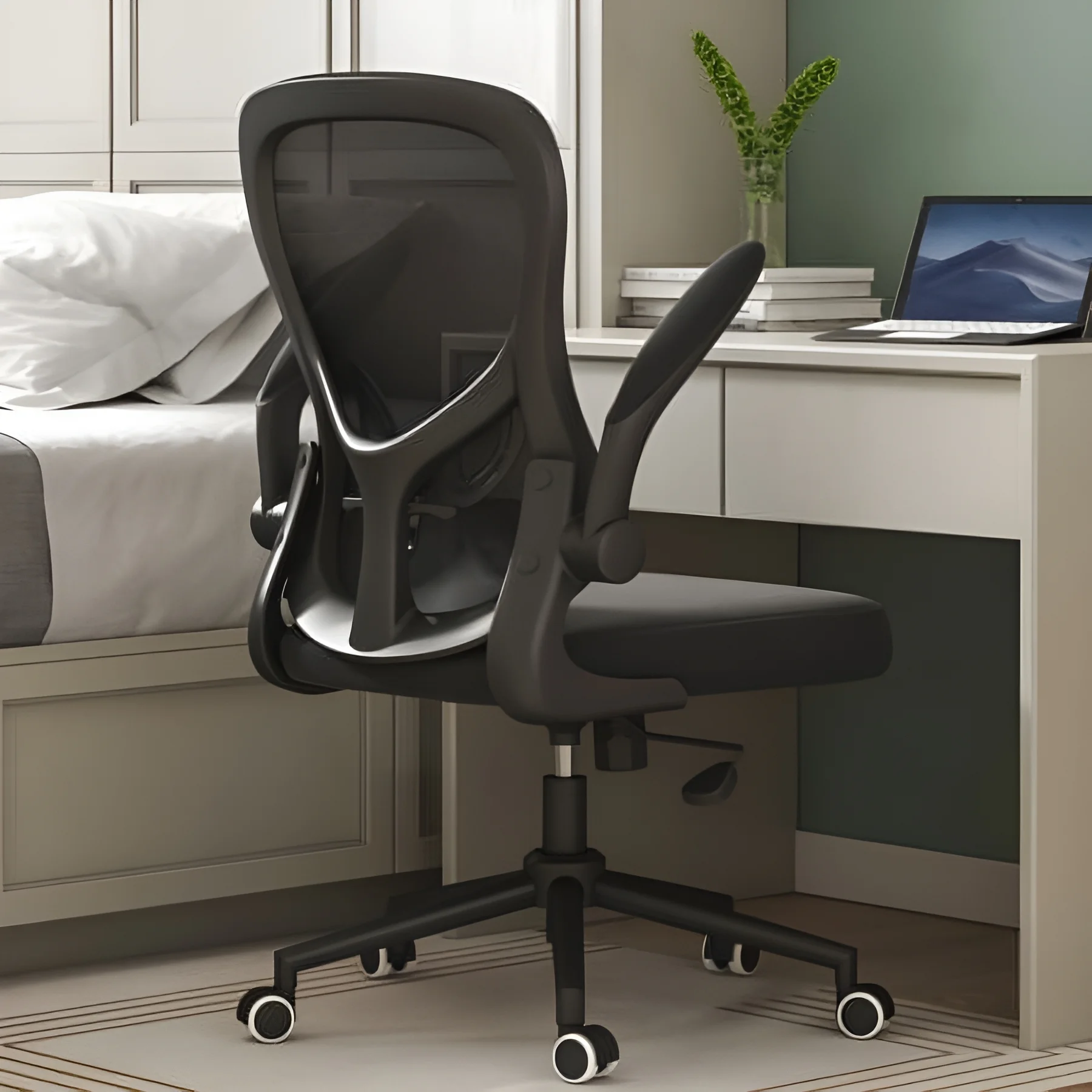 Hbada Office Chair, Ergonomic Desk Chair, Computer Mesh Chair with Lumbar Support and Flip-up Arms, Gray