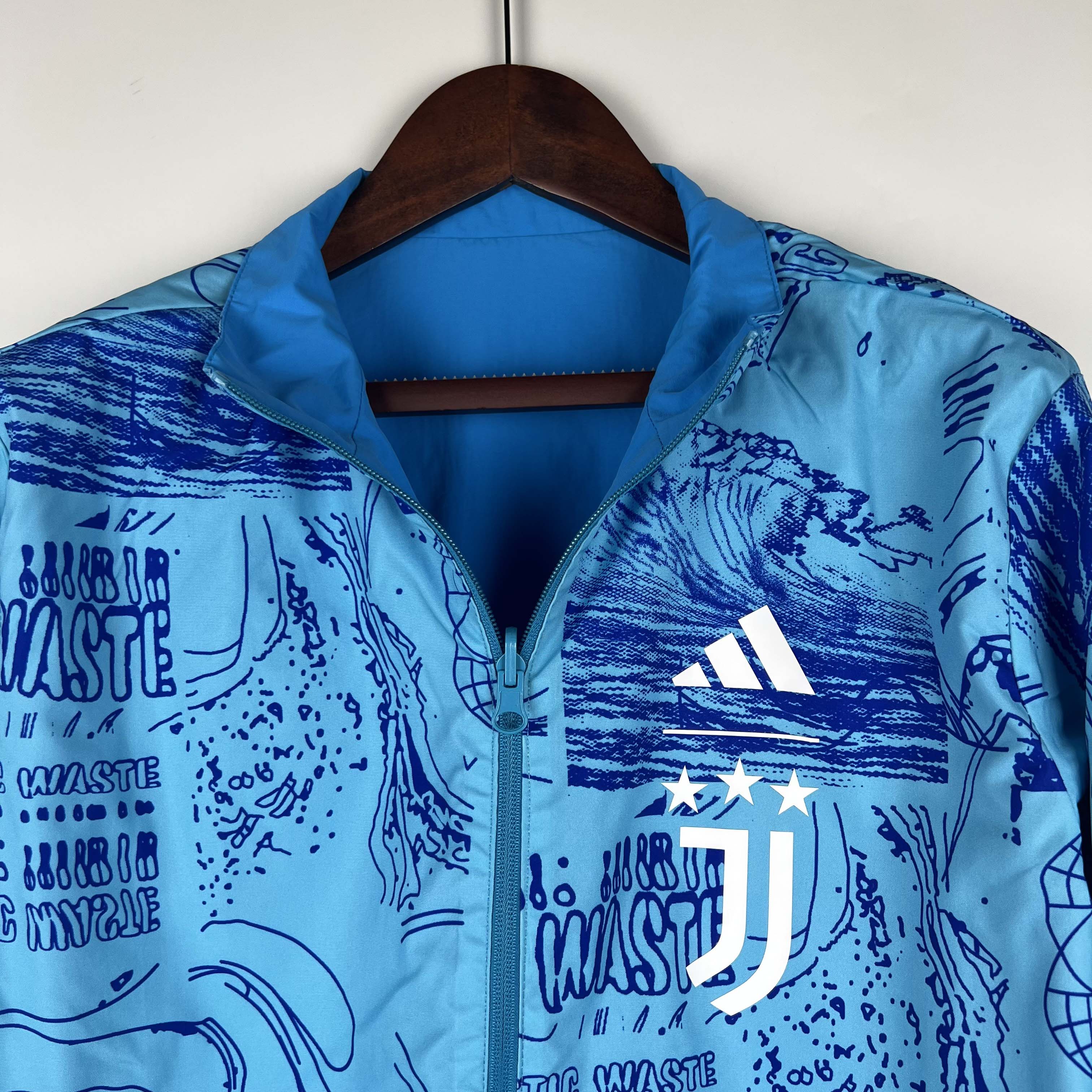 2023-2024 Juventus Reversible Windbreaker Blue Soccer Jersey 1:1 Thai Quality