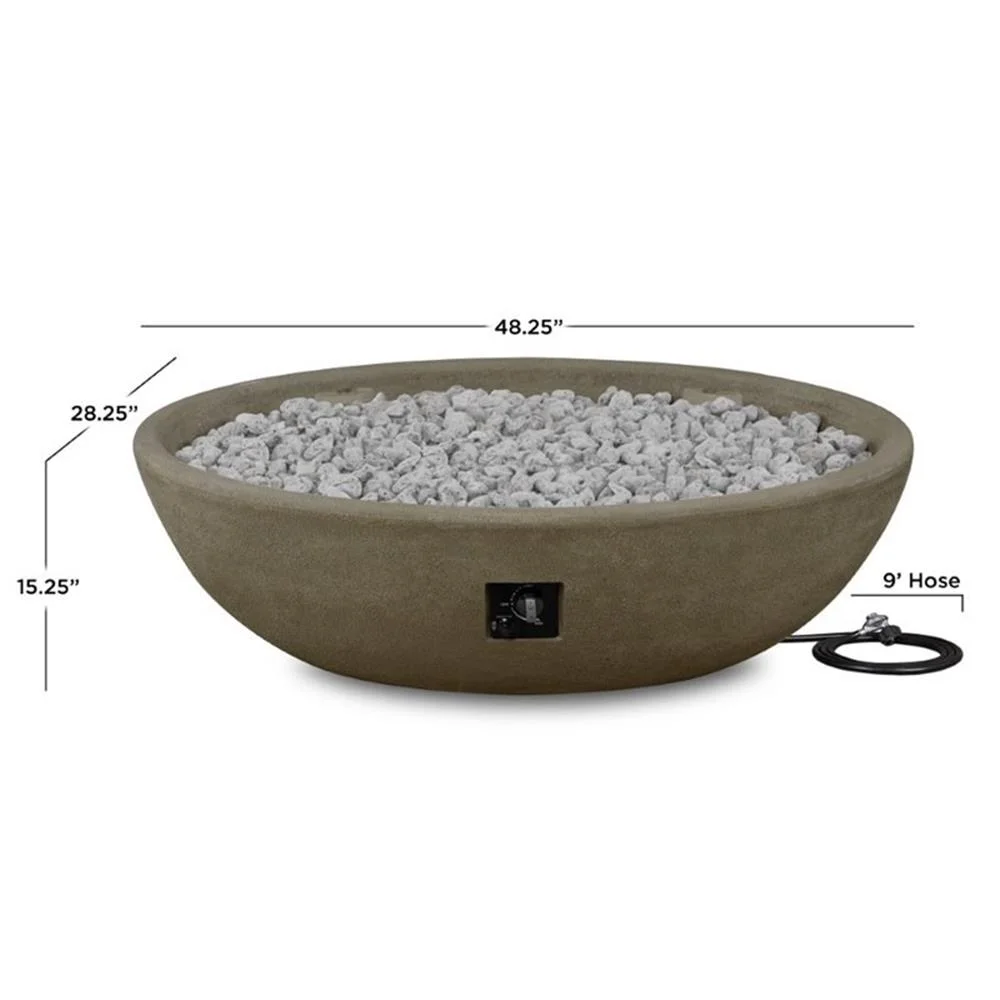 Bowery Hill Contemporary Oval Propane Fire Bowl in Glacier Gray
