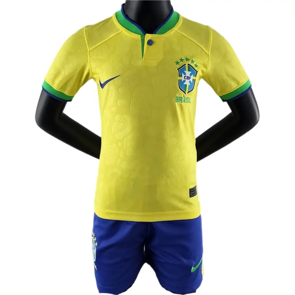 2022 World Cup Brazil Home Soccer Jersey Kids Size