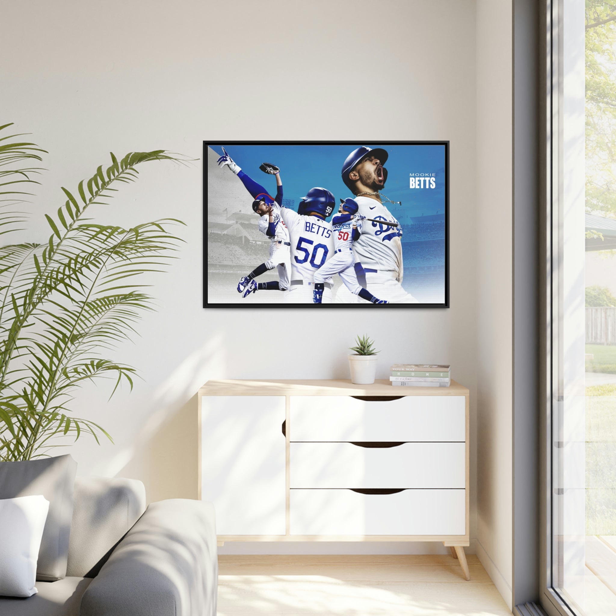 Mookie Betts Los Angeles Dodgers #50 Premium Wall Art Framed Canvas