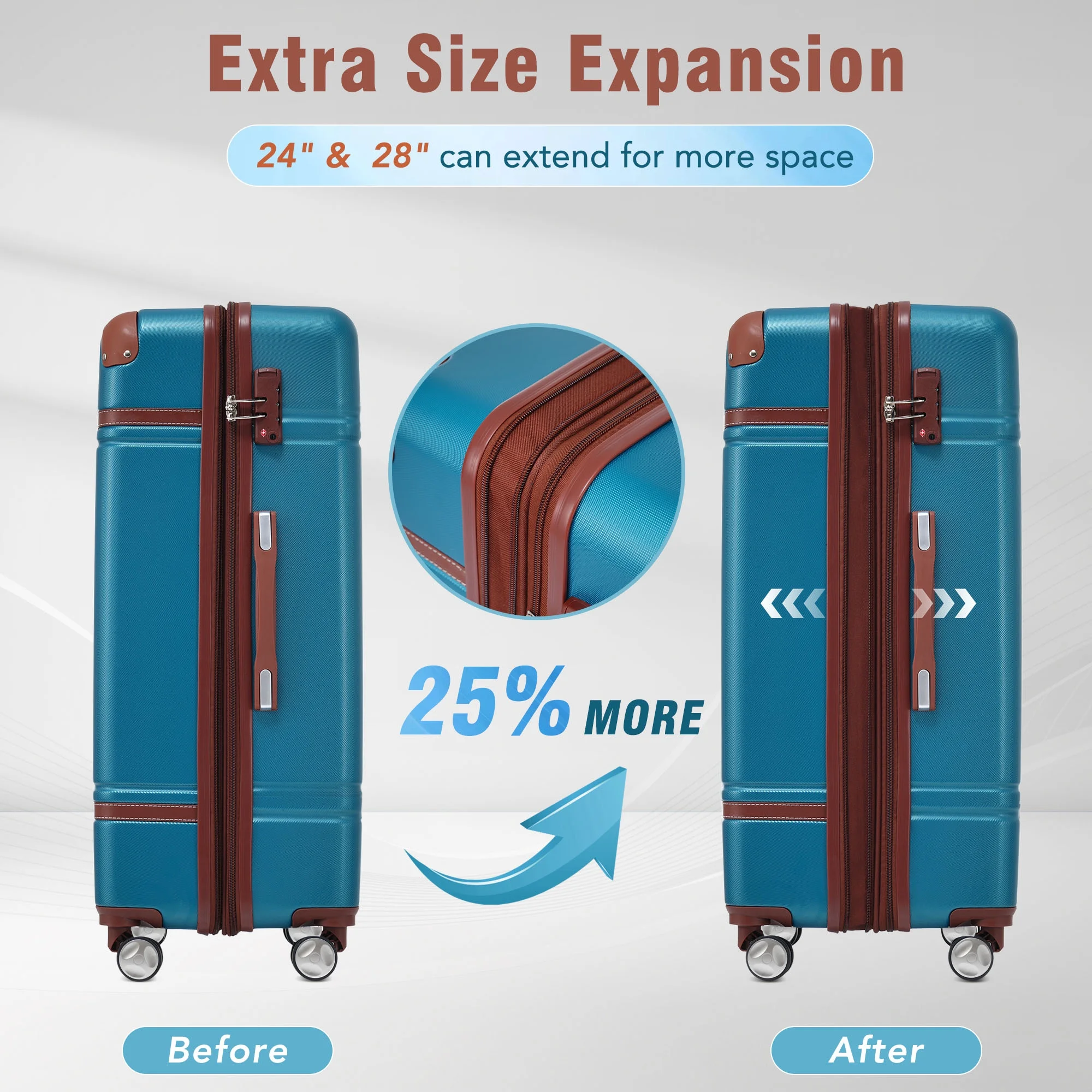 EUROCO 4-Piece Luggage Sets,Hardside Expandable Carry On Suitcase with TSA Lock,Cosmetic Case and Double Spinner Wheels,Lightweight Travel Luggage(20