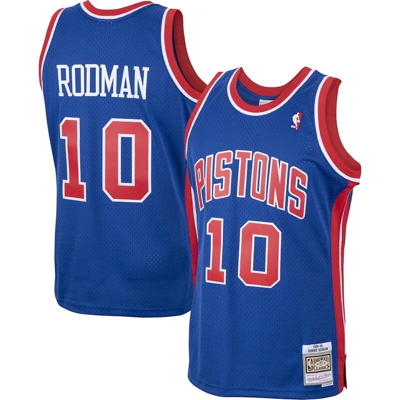 DETROIT PISTONS DENNIS RODMAN MITCHELL & NESS 1988-89 HARDWOOD CLASSICS SWINGMAN ROYAL BLUE JERSEY
