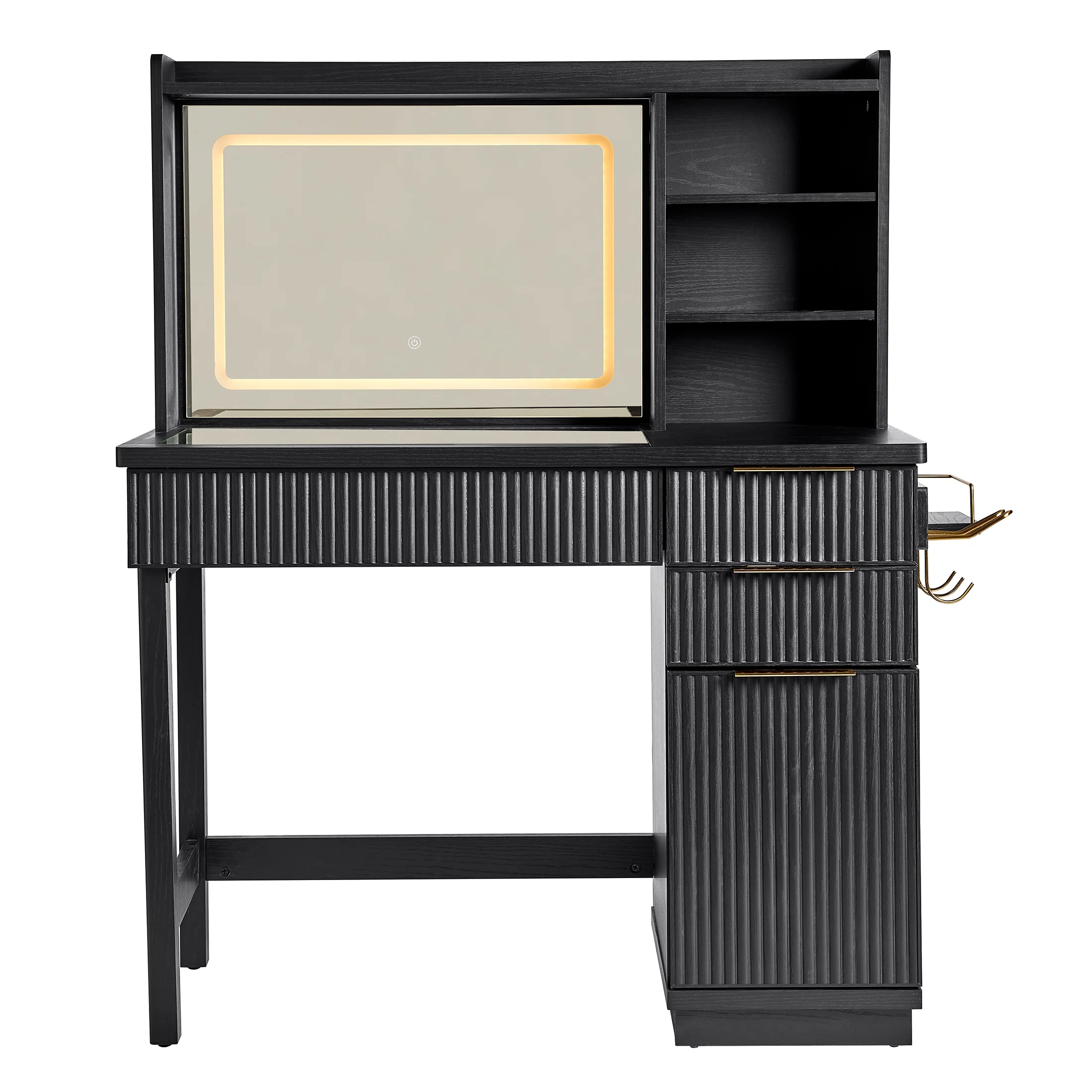 Better Homes & Gardens Lillian Vanity Desk with LED Lighted Mirror, White Finish