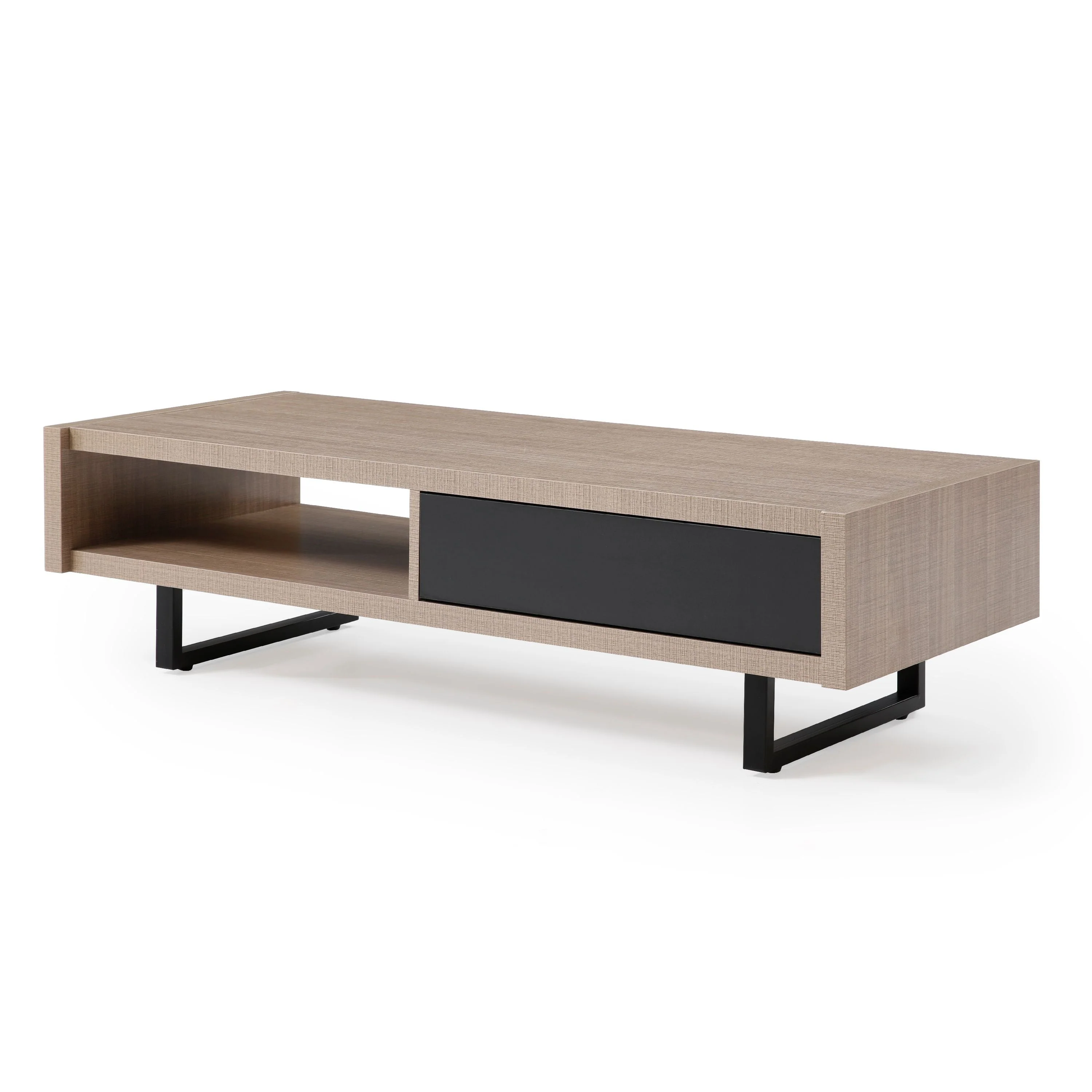 MF Studio Modern Glass Top Geometric Coffee Table, Black
