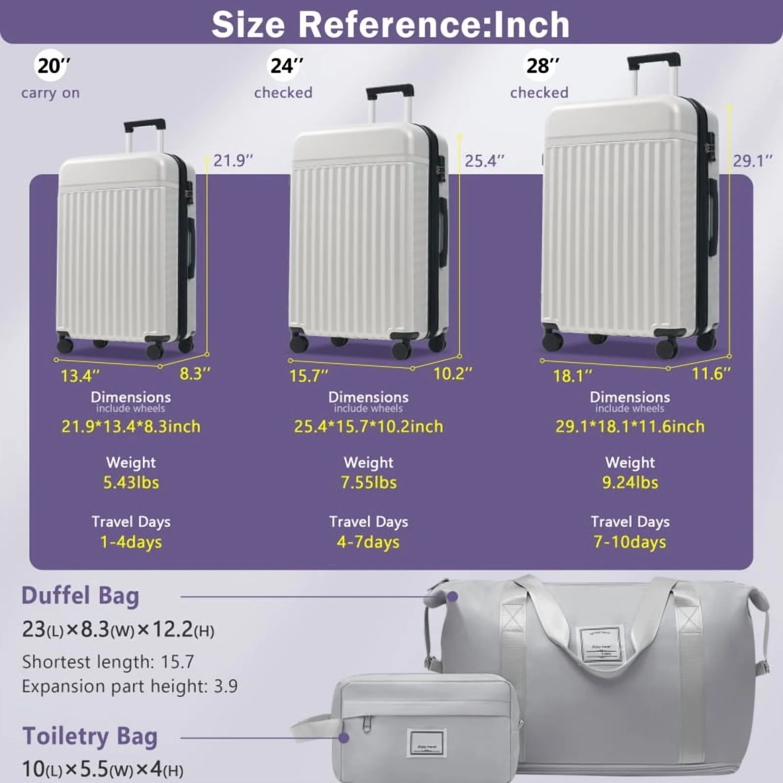 Front Opening Luggage Set 3 Piece, Hardside Carry on Suitcase with USB Port, Expandable Luggage with Handle Bag Spinner Wheels TSA Lock