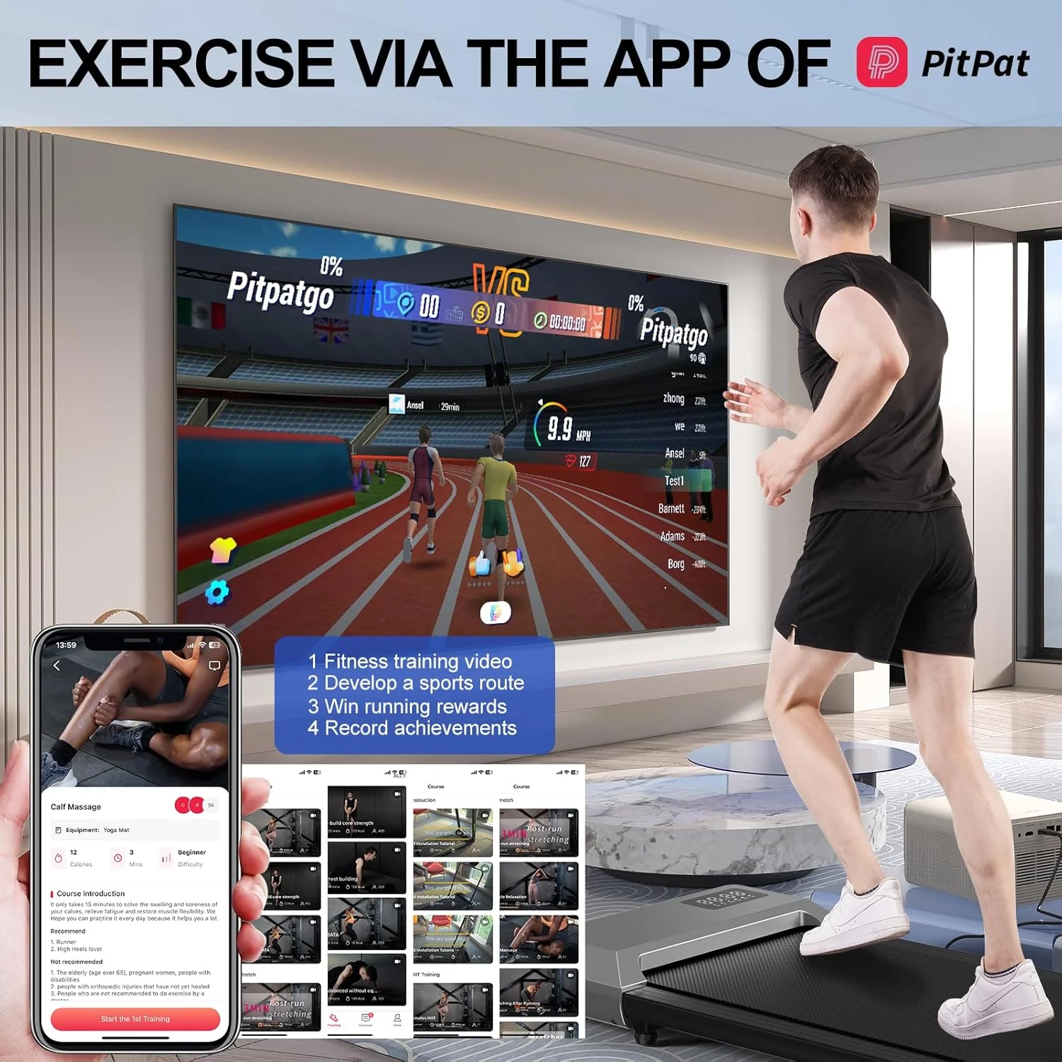 YDZJY 250lb Walking Pad, 0.6-2.5 mph Speed Range 1.2HP Quite Under Desk Treadmill, 2 in 1 Treadmill for Home/Office Exercise with Remote Control, Portable Treadmill with LED Display(Black)