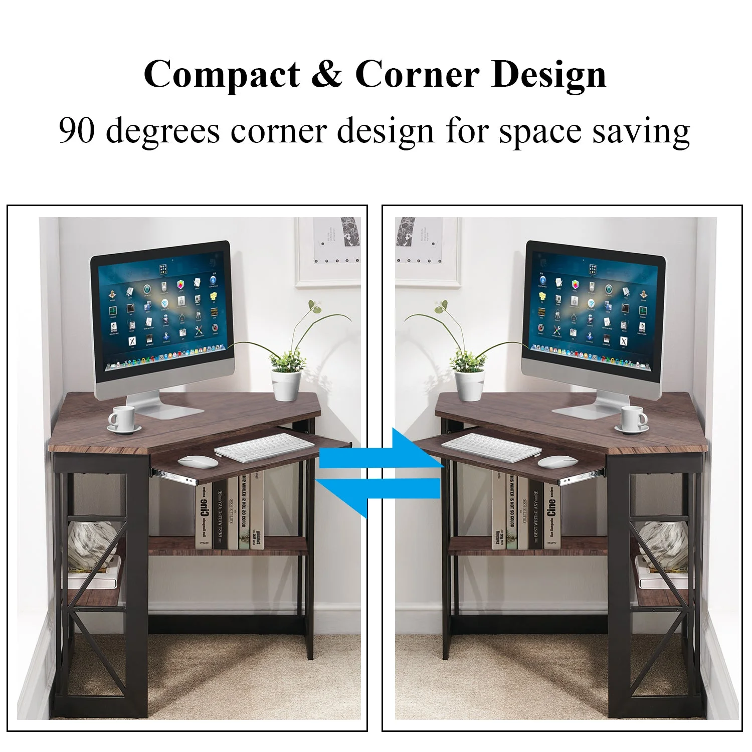 Brown Triangle Corner Desk, Office/Computer/Writing Desk for Student Apartments