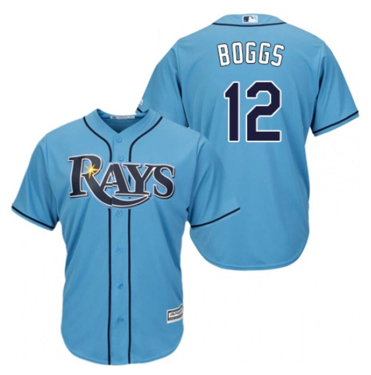 Men's Tampa Bay Rays #12 Wade Boggs Replica Cool Base MLB Jersey Light Blue