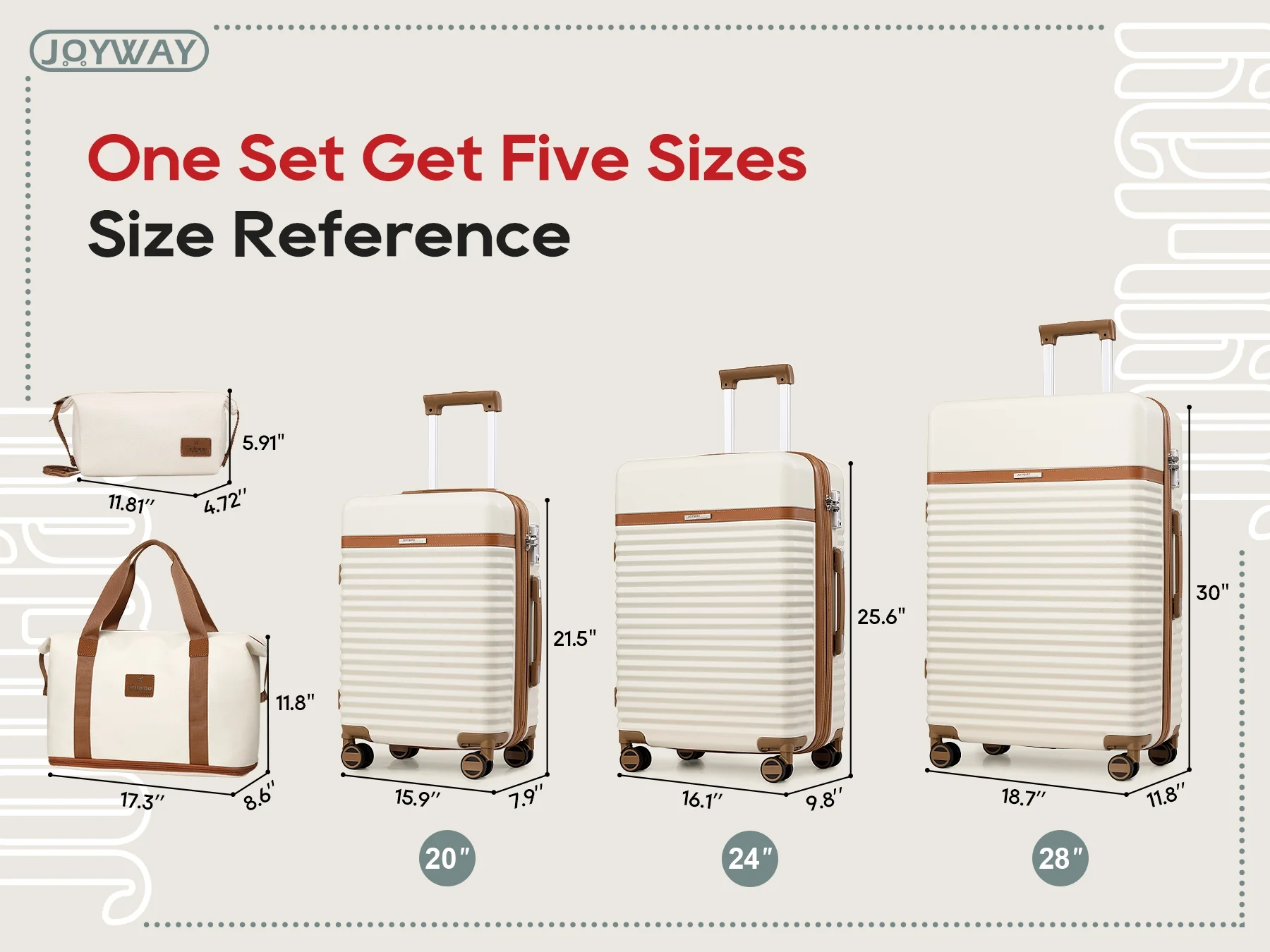 Joyway - 5-Piece Luggage Sets ABS Hardside Spinner Luggage -(Expandable Suitcase20