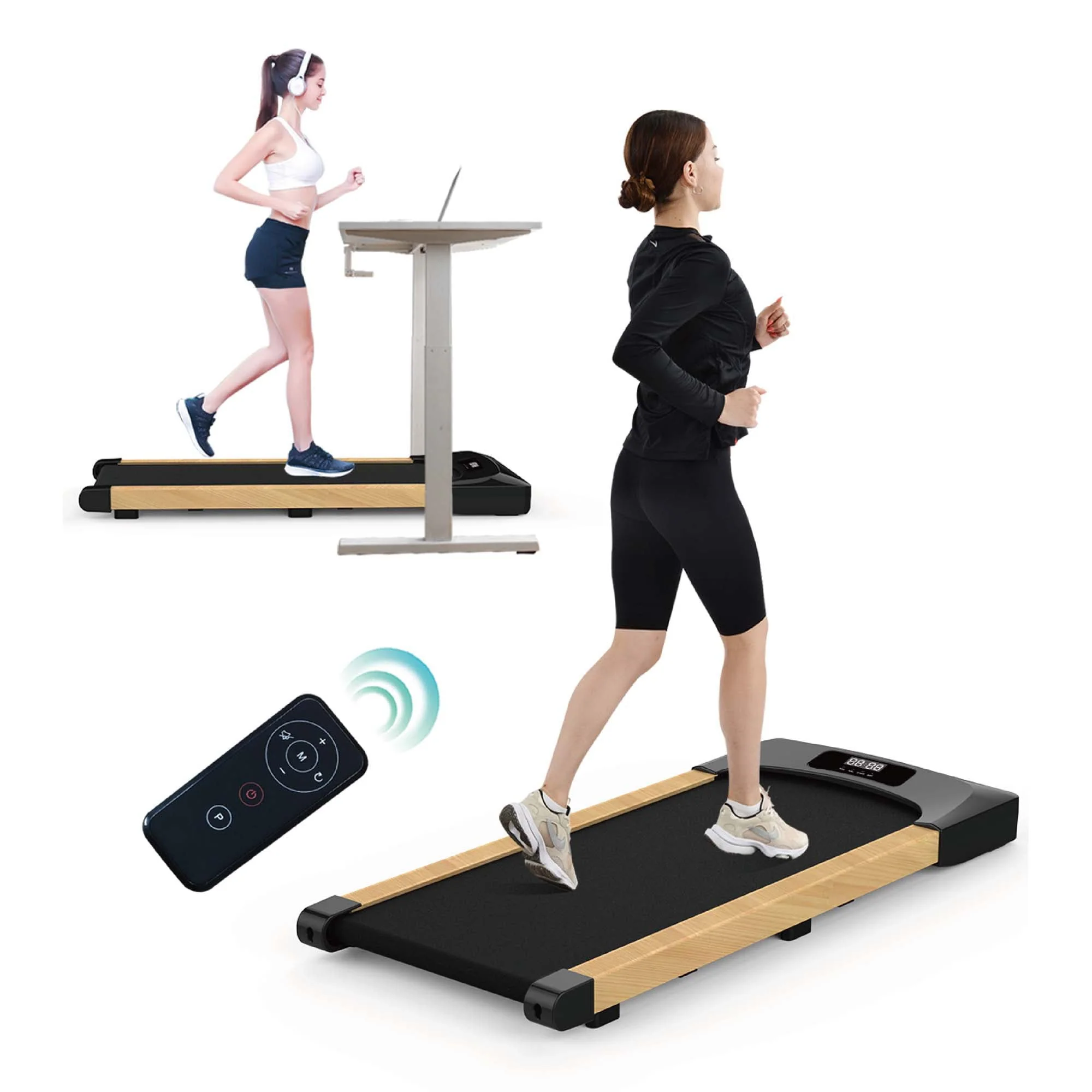 Aukfa Under Desk Treadmill, Slim Walking Pad for Home Office Workout, 245 lb Capacity, 4 mph Speed