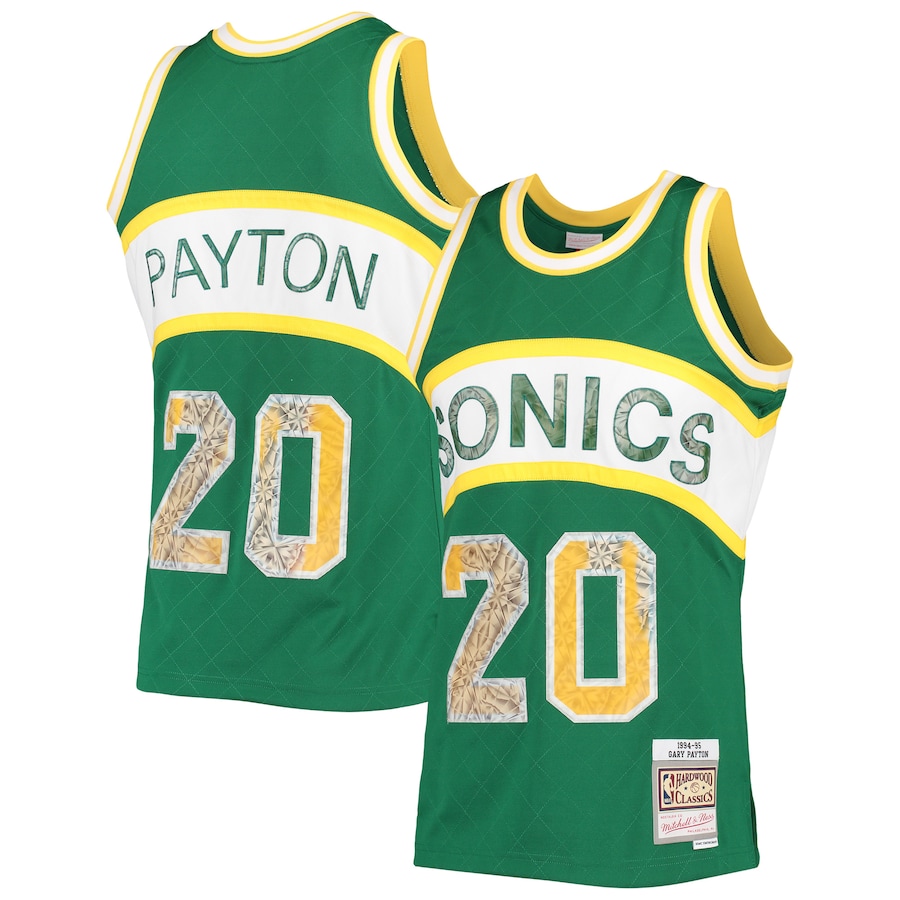 Men's Seattle SuperSonics Gary Payton Mitchell & Ness Green 1994/95 Hardwood Classics NBA 75th Anniversary Diamond Swingman Jersey