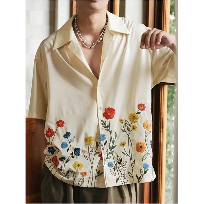 Men's Floral Button Down Shirts Short Sleeve