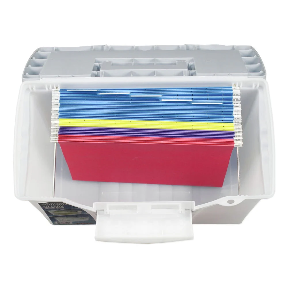 Storex Portable File Storage Box w/Organizer Lid Letter/Legal Clear 61511U01C