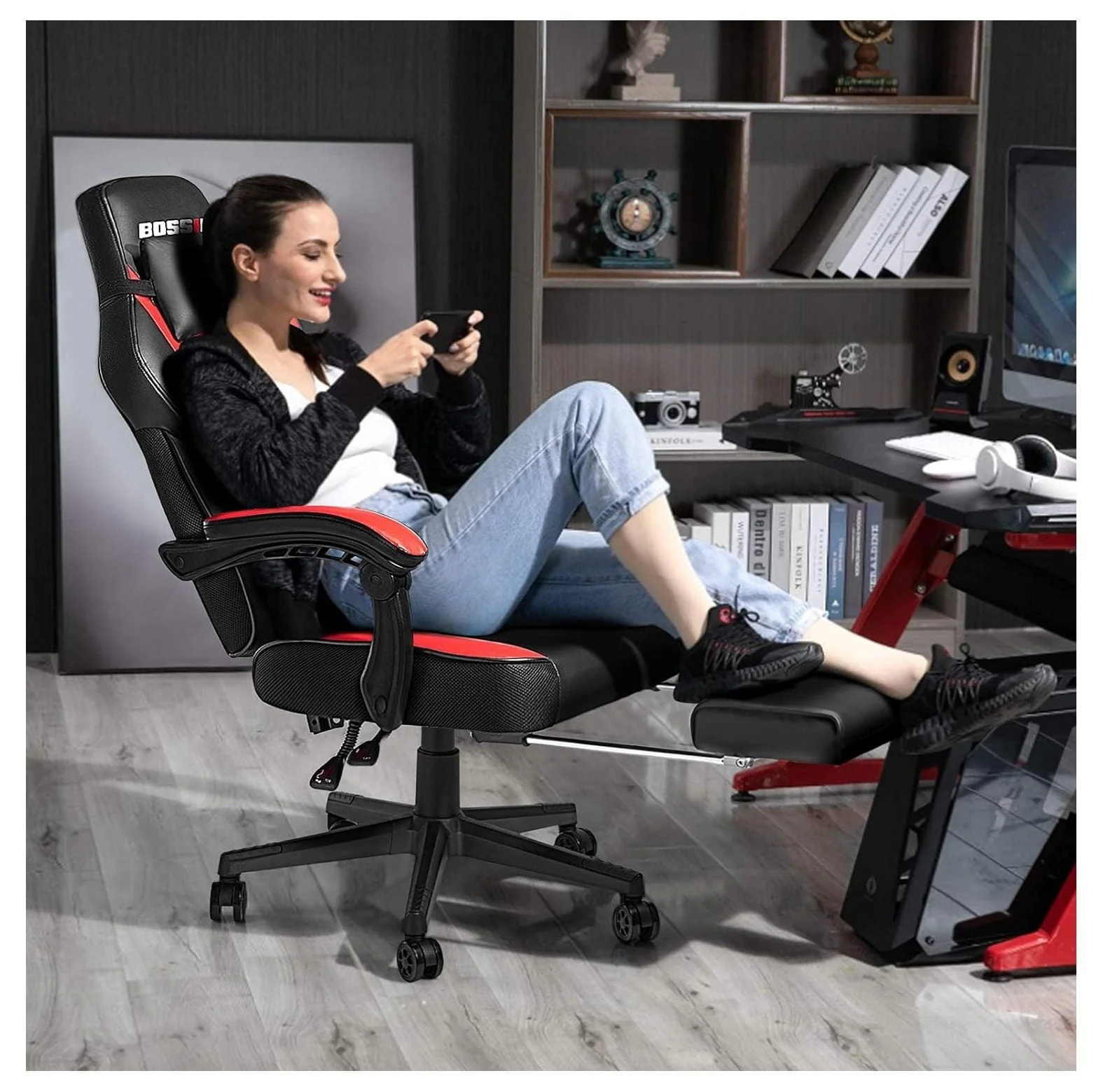 BULYAXIA Video Game Chairs with footrest,Gamer Chair for Adults,Big and Tall Gaming Chair 400lb Capacity,Gaming Chairs for Teens,Racing Style Gaming Computer Chair with Headrest and Lumbar Support