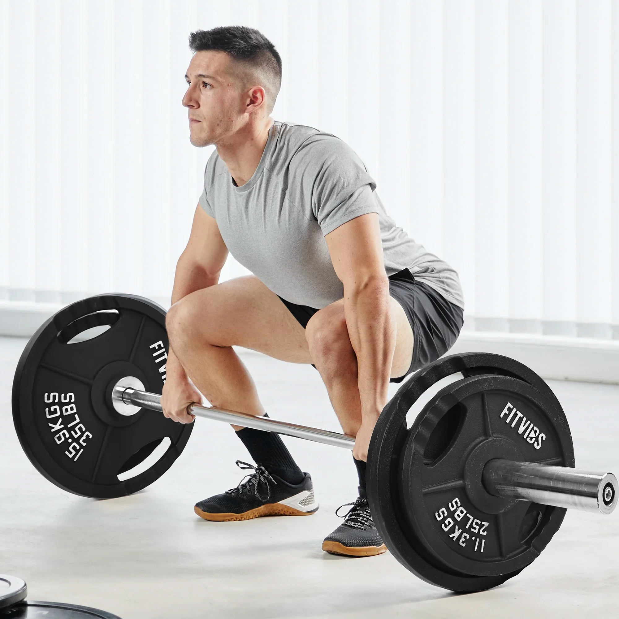 FlexWave 2-Hole Cast Iron Weight Plate Set, 110LB�?30LB, Strength Training Plates for Home Gym