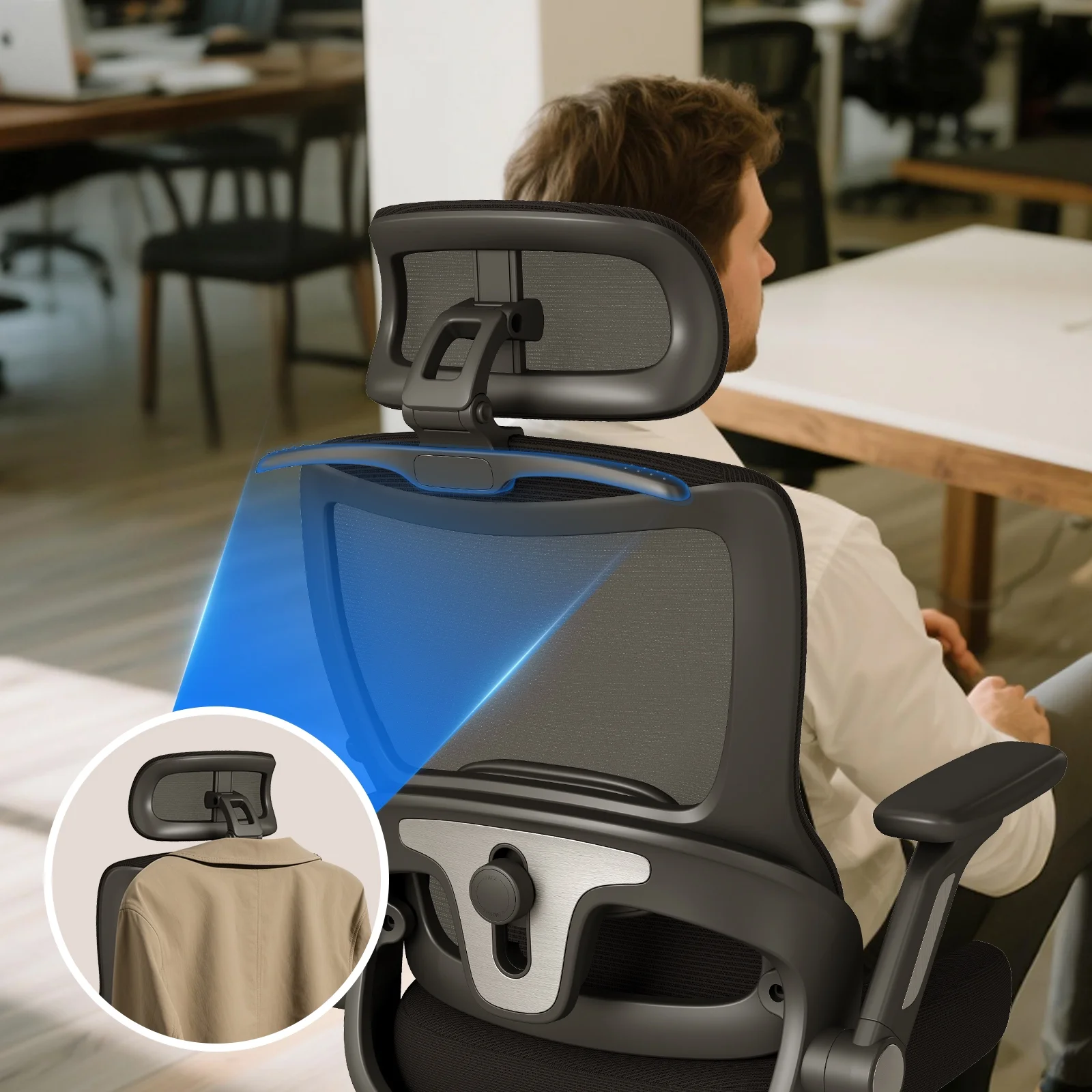 Ergonomic Mesh Office Chair with Adjustable Headrest 3D Armrests High Back Desk Chair with Lumbar Support Tilt Lock