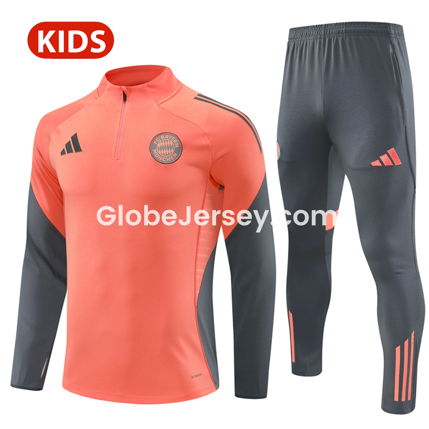 Bayern Munich 25-26 Kid Long Sleeves Training Set - Orange Top & Gray Pants