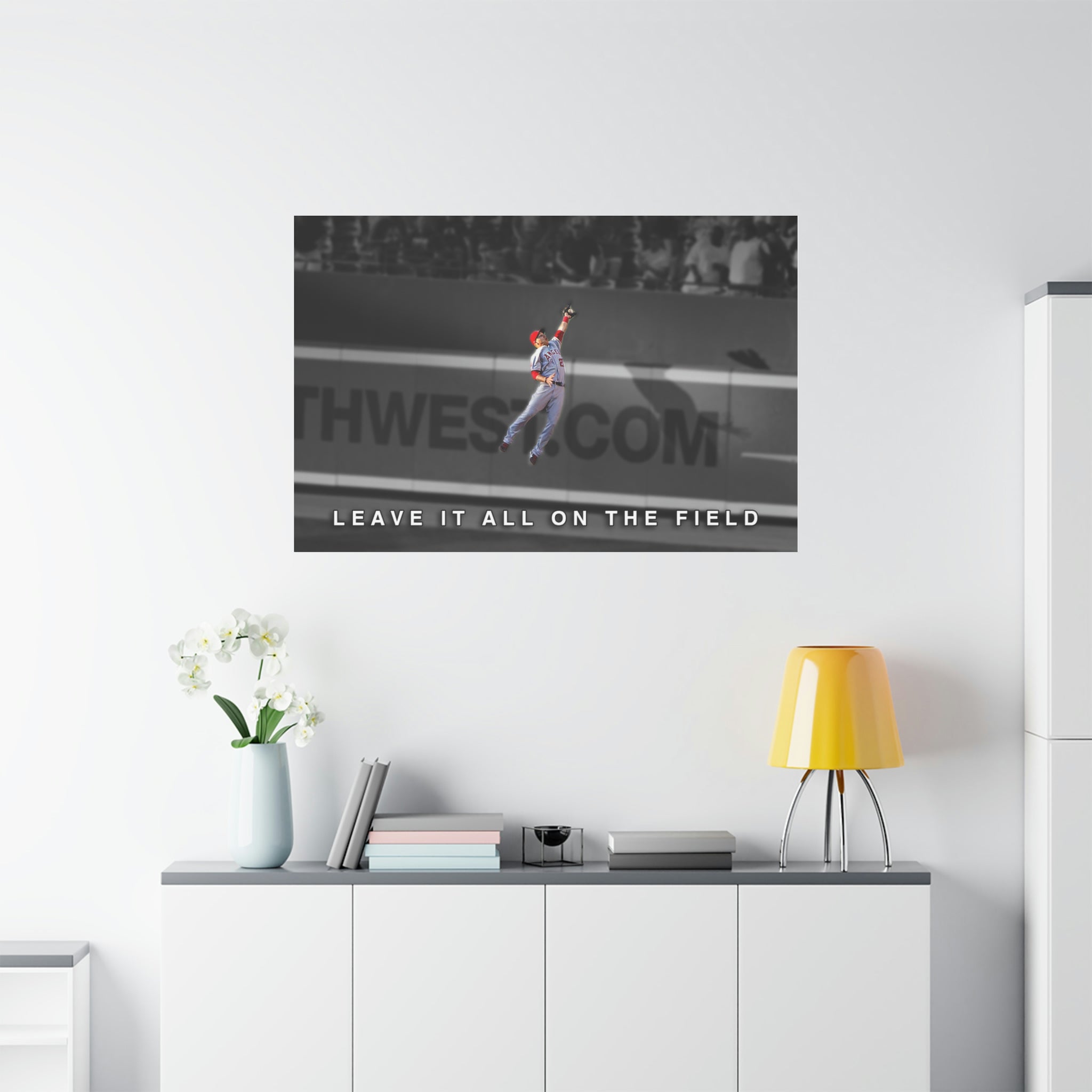 Mike Trout Los Angeles Angels Leave it All on the Field Premium Wall Art Canvas Wrap