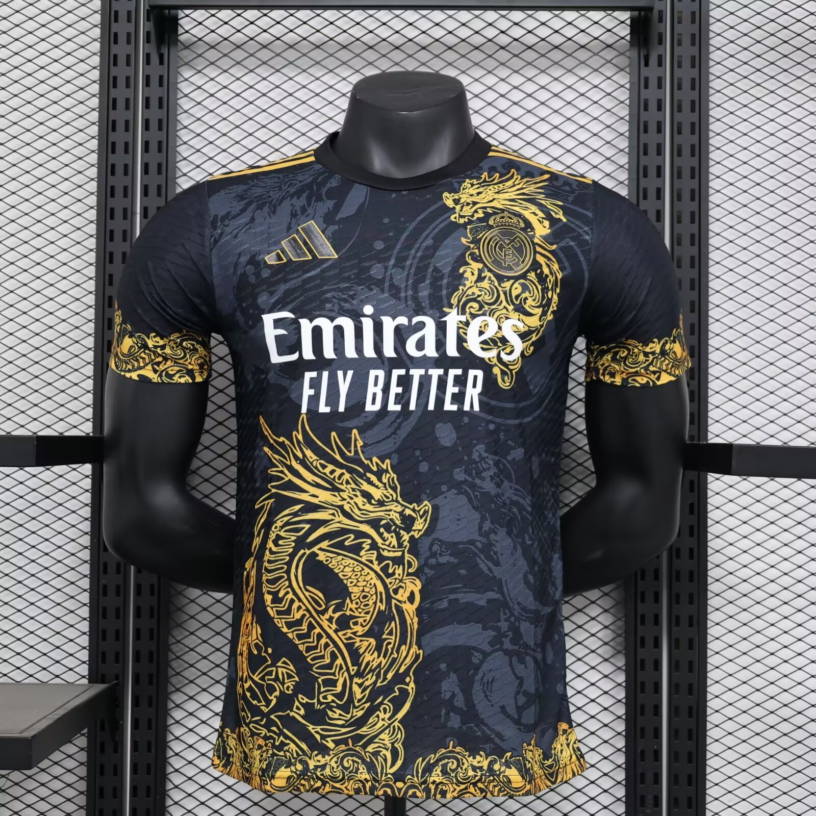 2024/2025 Player Version Real Madrid Chinese Black Gold Dragon Football Shirt 1:1 Thai Quality