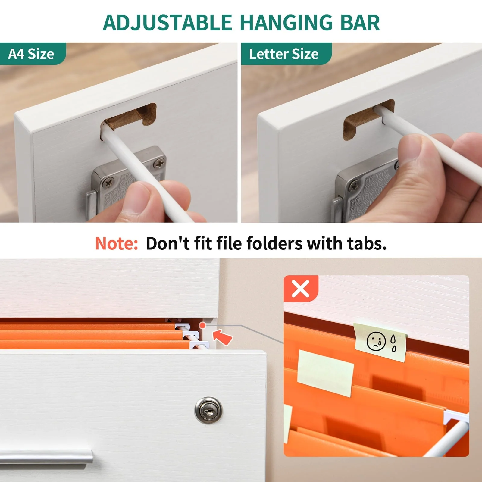 DEXTRUS 4-Drawer Wood File Cabinet with Lock, 15.86