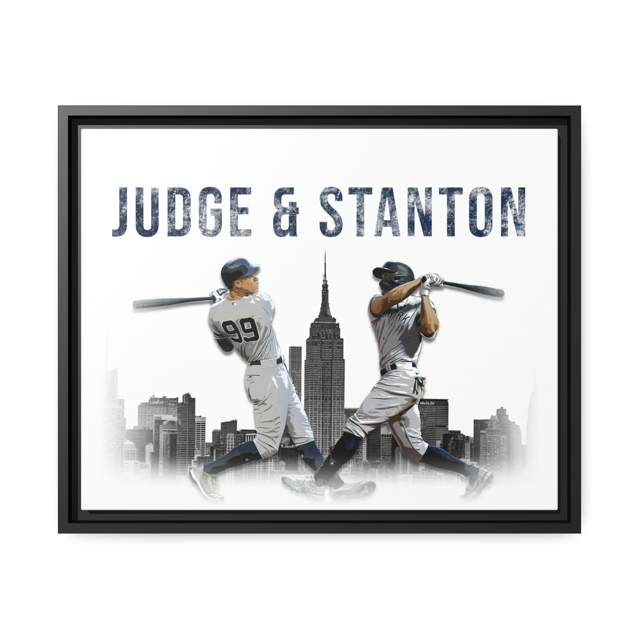 Aaron Judge & Giancarlo Stanton New York Yankees Empire State Building Premium Wall Art Framed Canvas