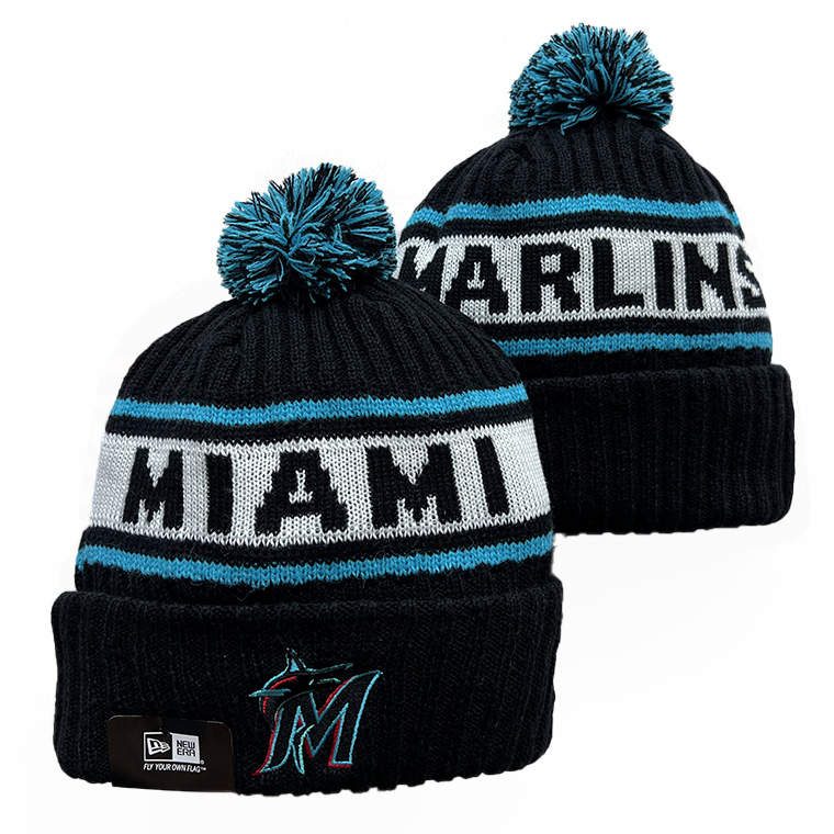Miami Marlins New Era Cuffed Knit Hat with Pom
