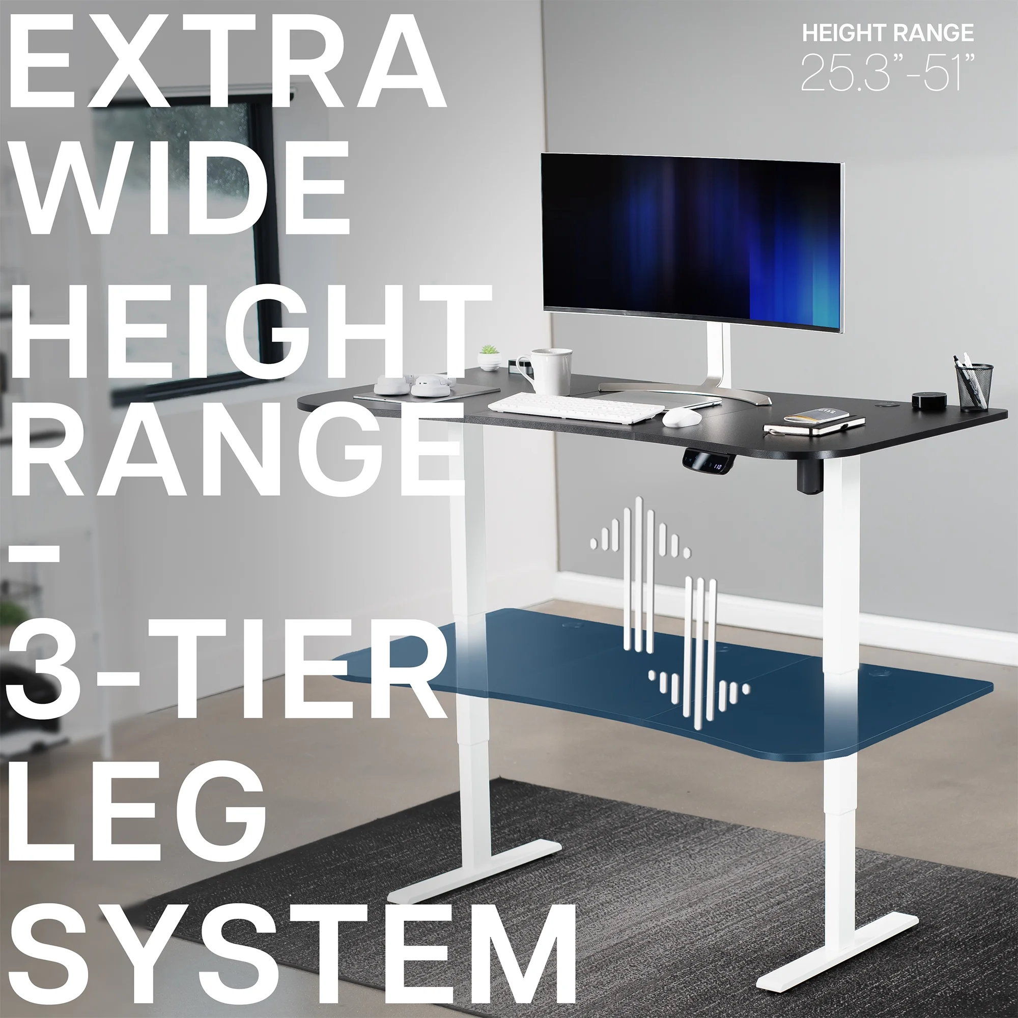 VIVO Reclaimed Wood / Black 63�?x 32�?Electric Height Adjustable Stand Up Desk