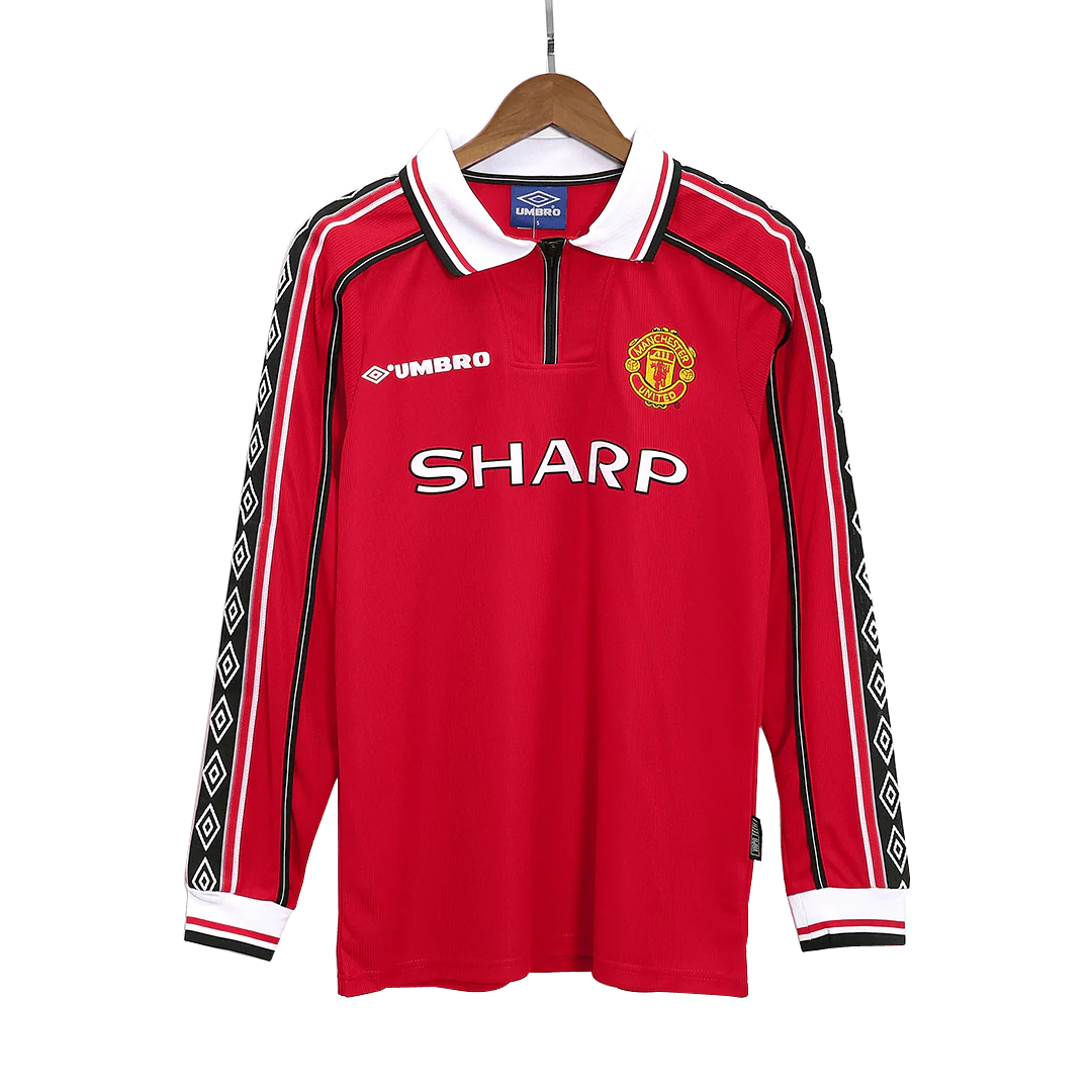 Manchester United 1998/99 Home Long Sleeve Retro Soccer Jersey