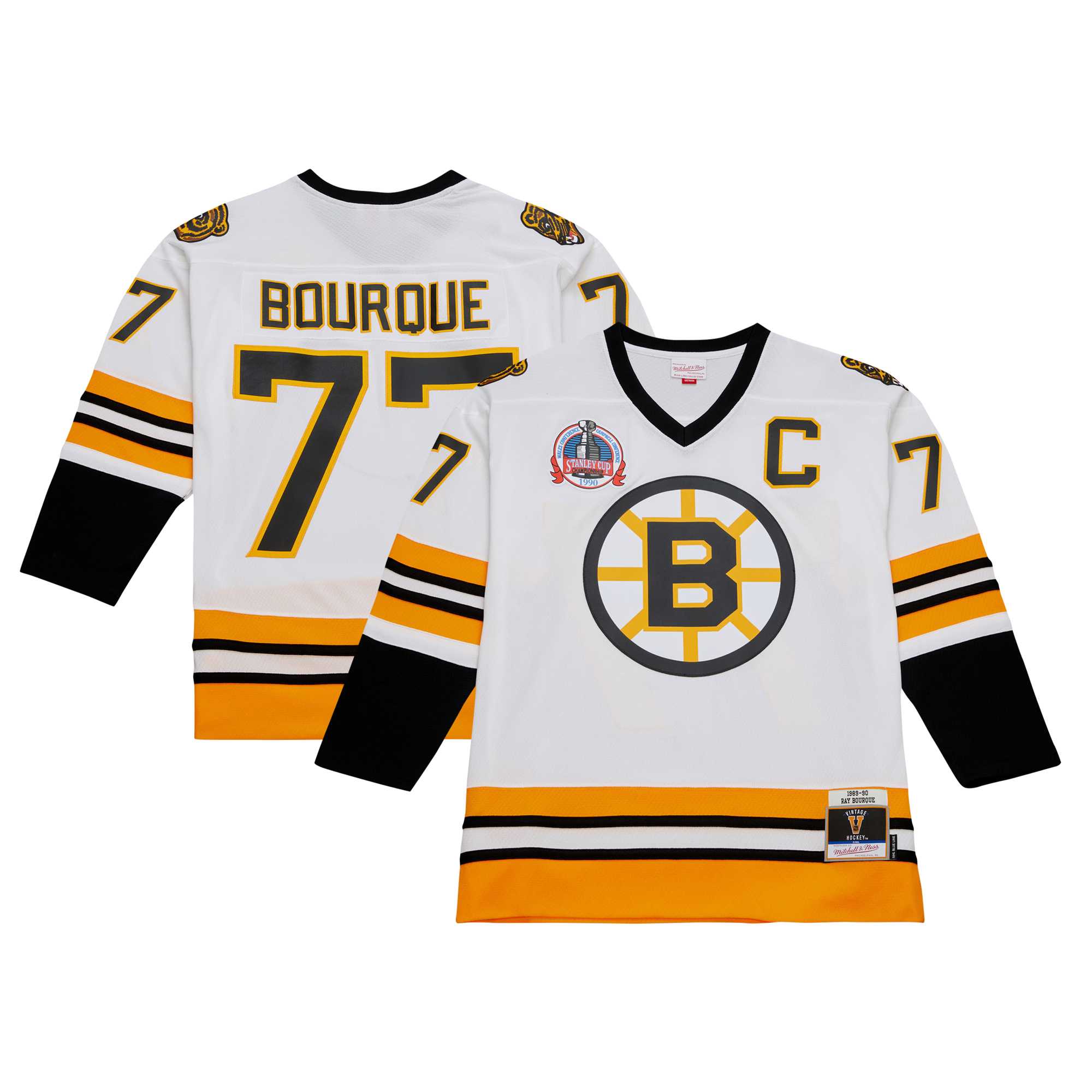Ray Bourque Boston Bruins Mitchell & Ness Captain Patch 1989/90 Blue Line  Jersey – White