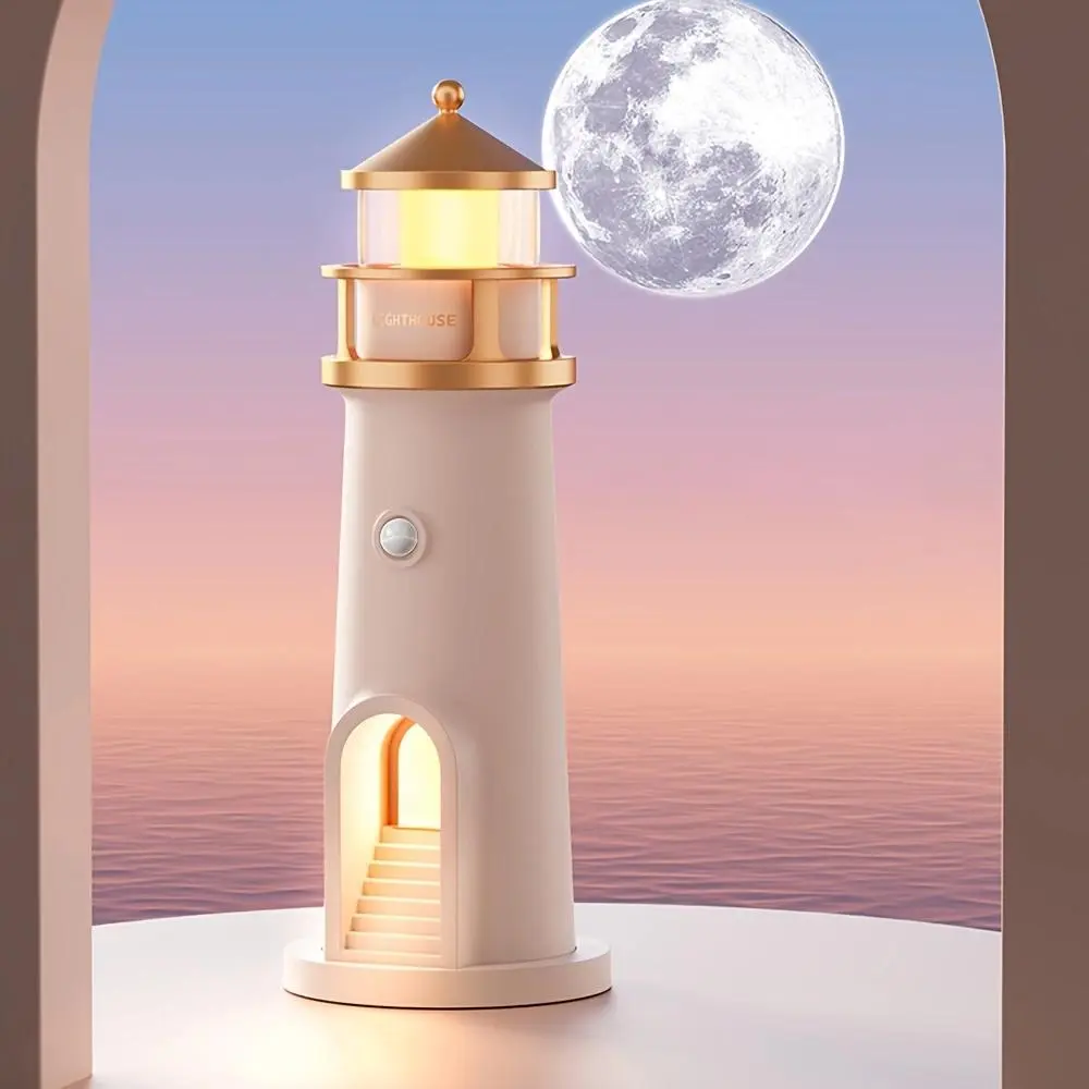 Moonlight Lighthouse Projection Light， USB Rechargeable Lighting, Bedroom Bedside Lamp