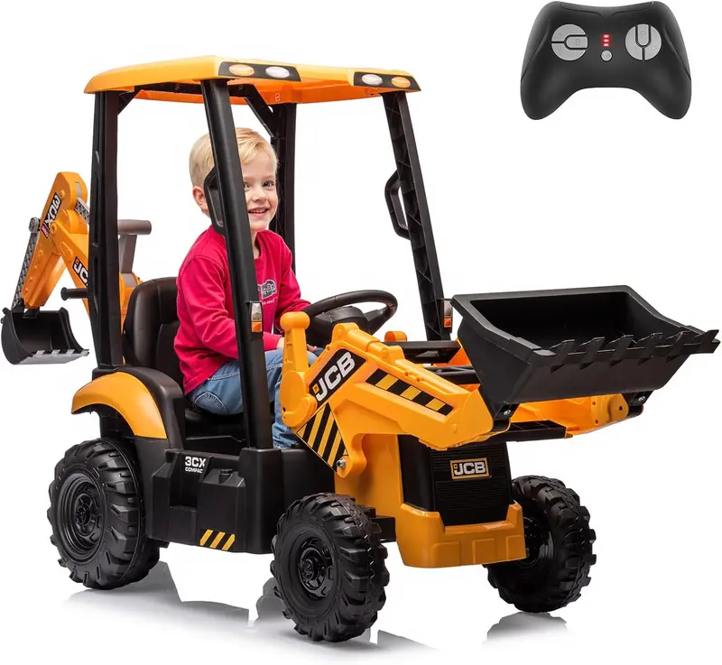 12V JCB Ride-On Excavator Toy – Realistic Digging Arm. Adjustable Speeds. Slow Start/Stop & Ages 4–8