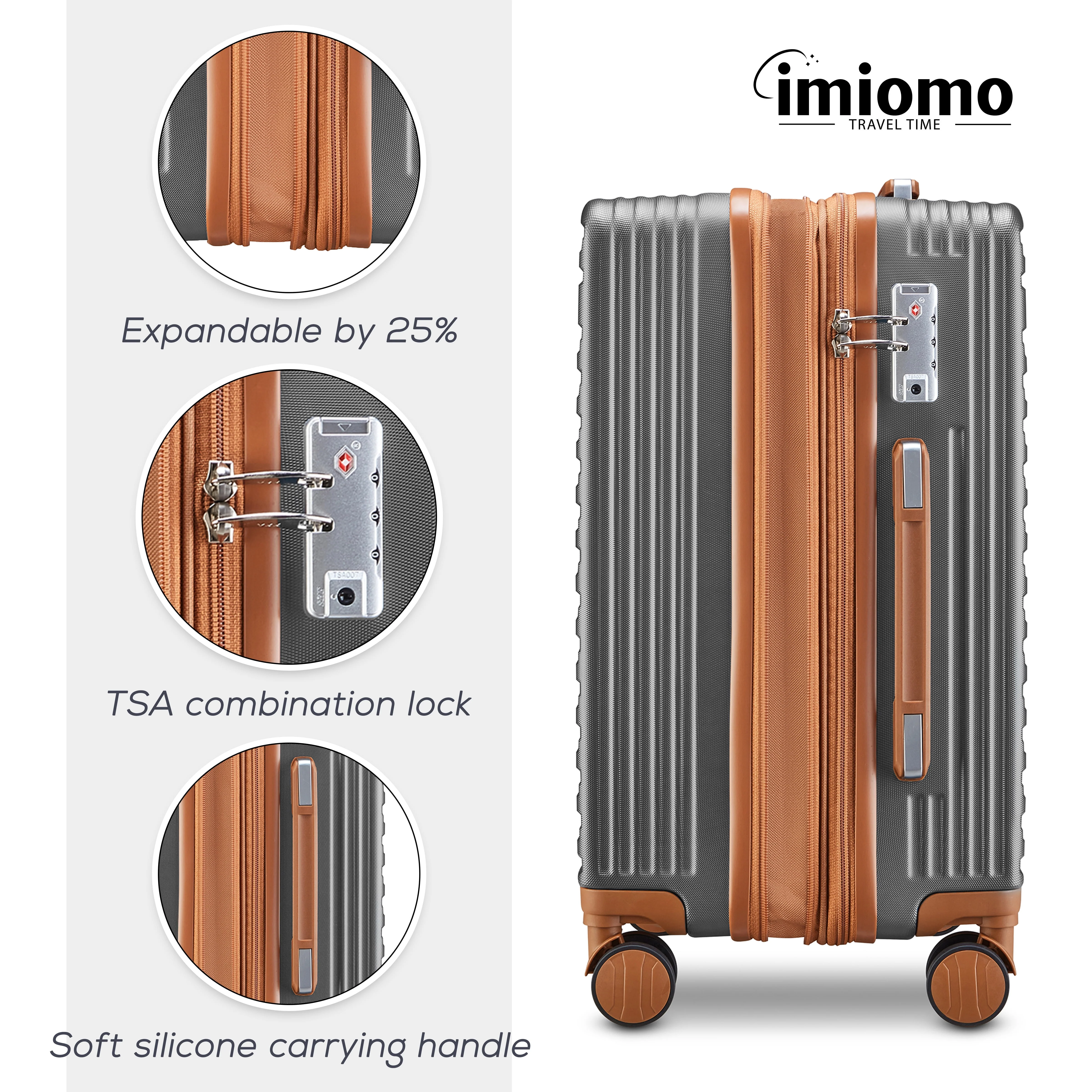 imiono Luggage Set 3-Piece Expandable Lightweight Hard Luggage Set with Swivel Wheels and TSA Lock