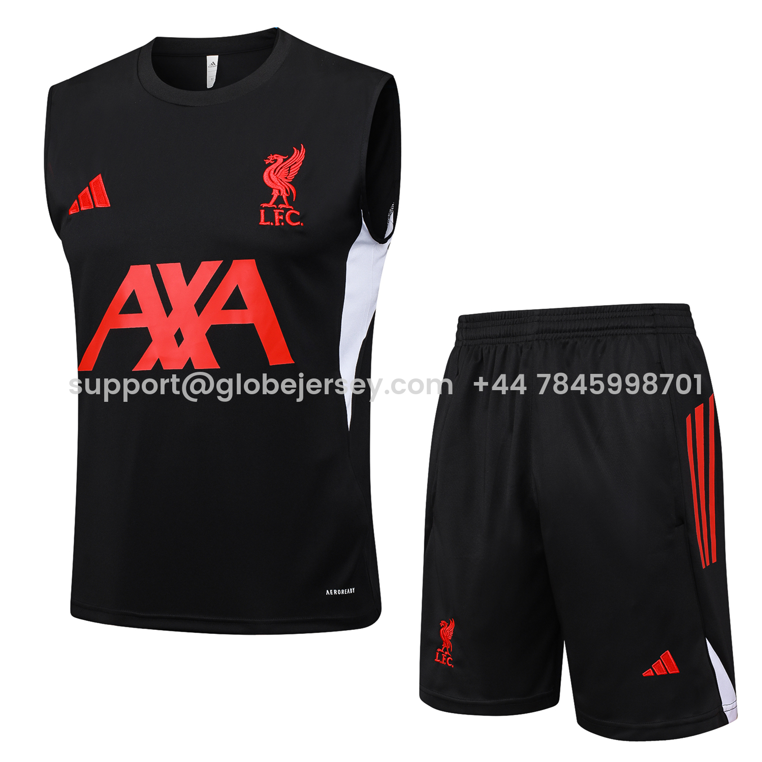 Liver.pool 25-26 Vest Training Set - Black Vest & Black Shorts