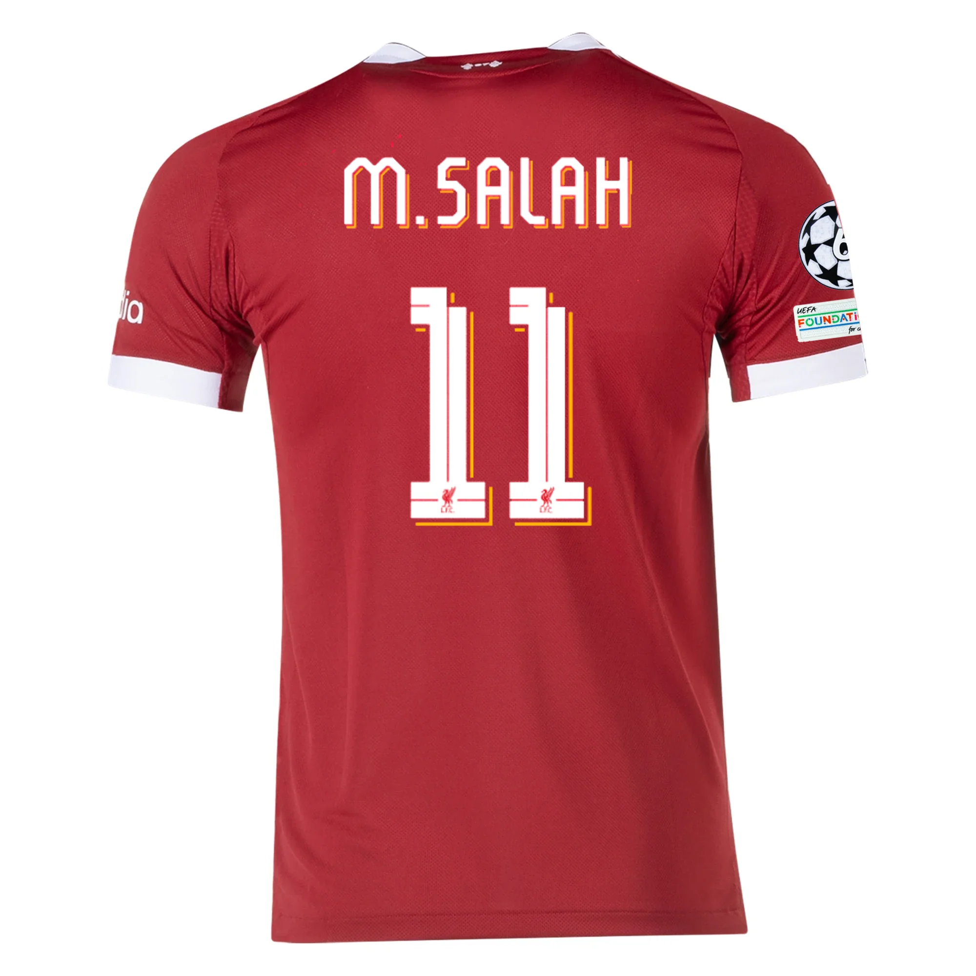 adidas Men's Liverpool FC Authentic Mohamed Salah Home Jersey 25/26 w/ Champions League  Patches (Strawberry Red)