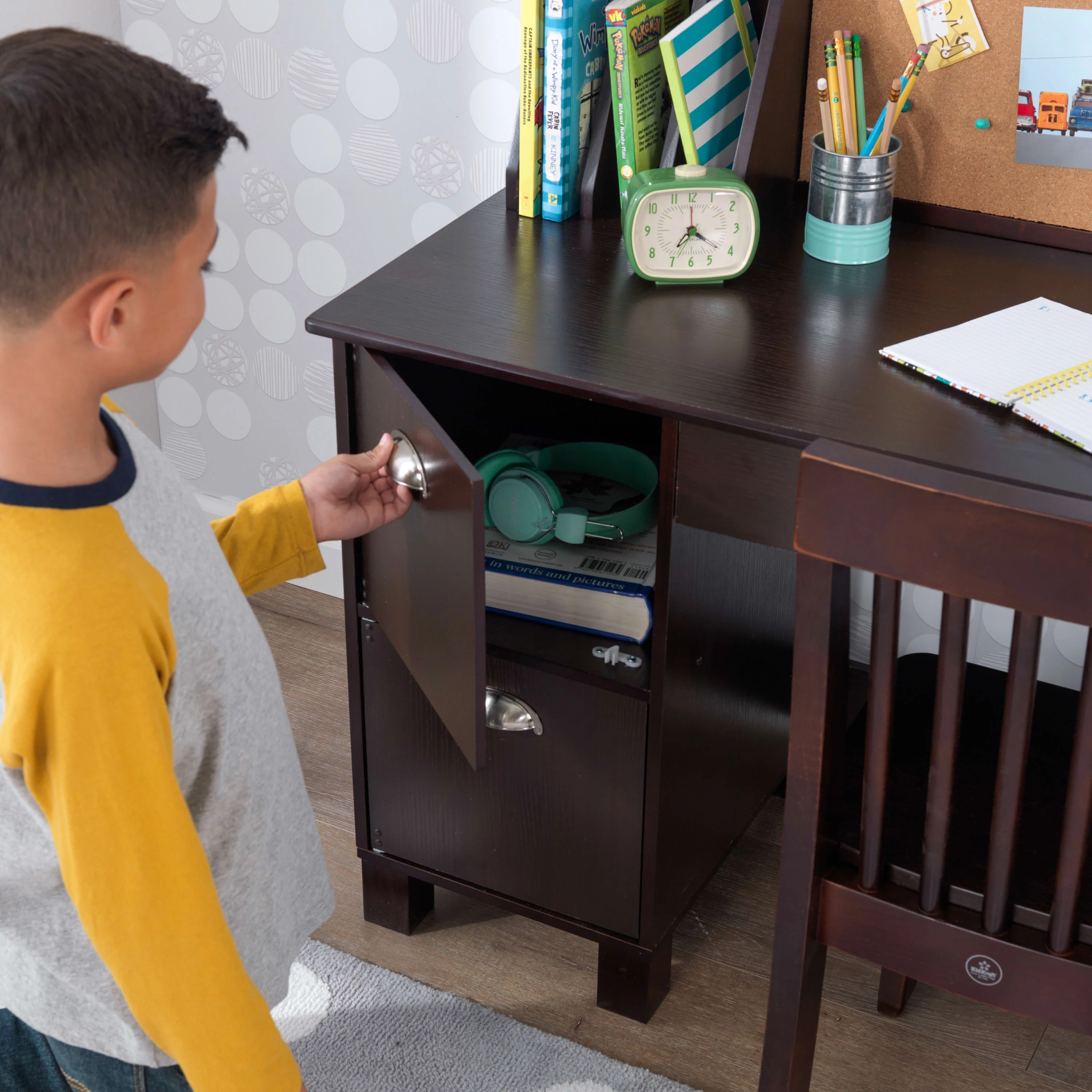 KidKraft Children's Wooden Study Desk with Chair, White, for Ages 5
