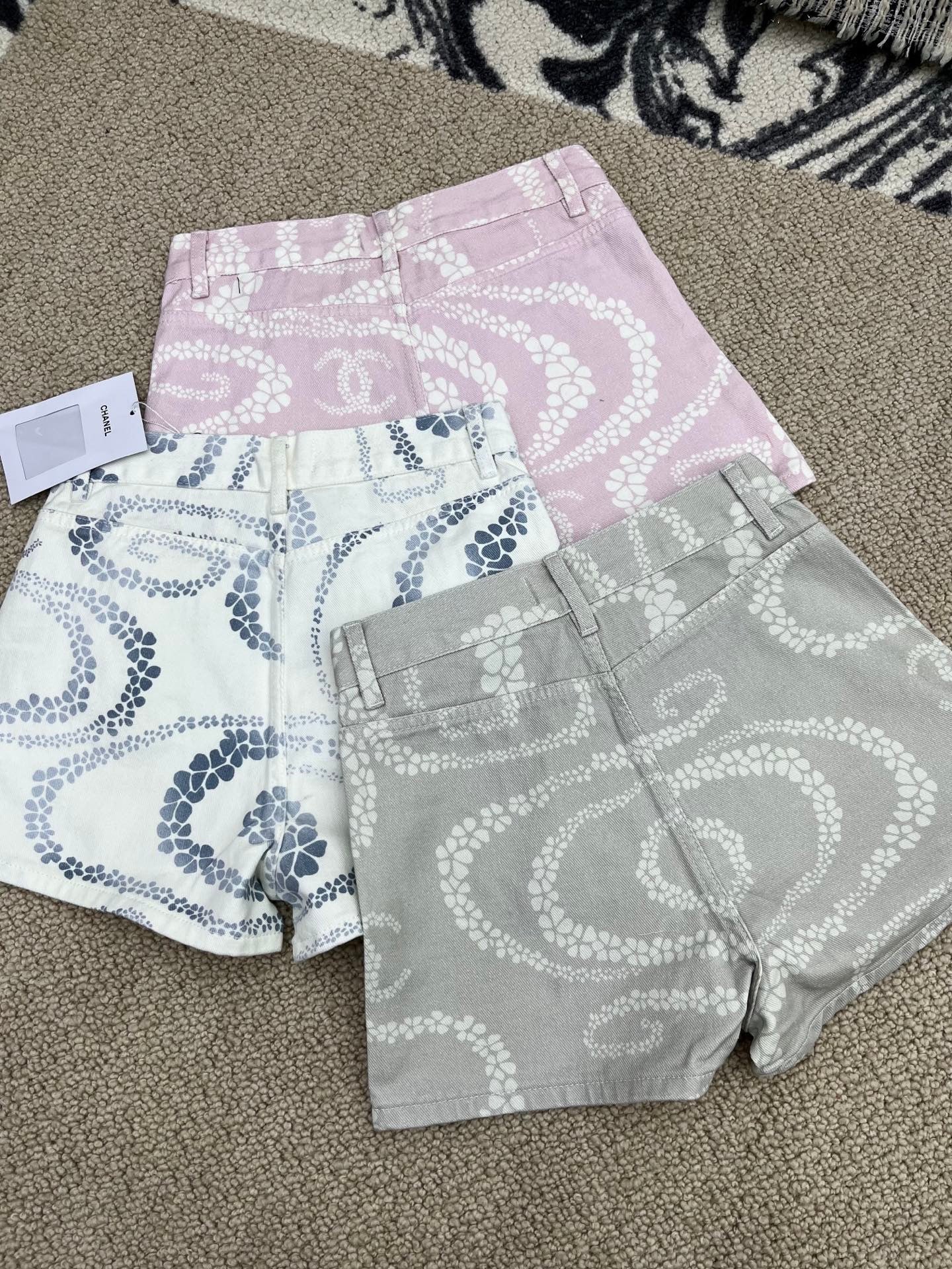 Printed Denim Shorts