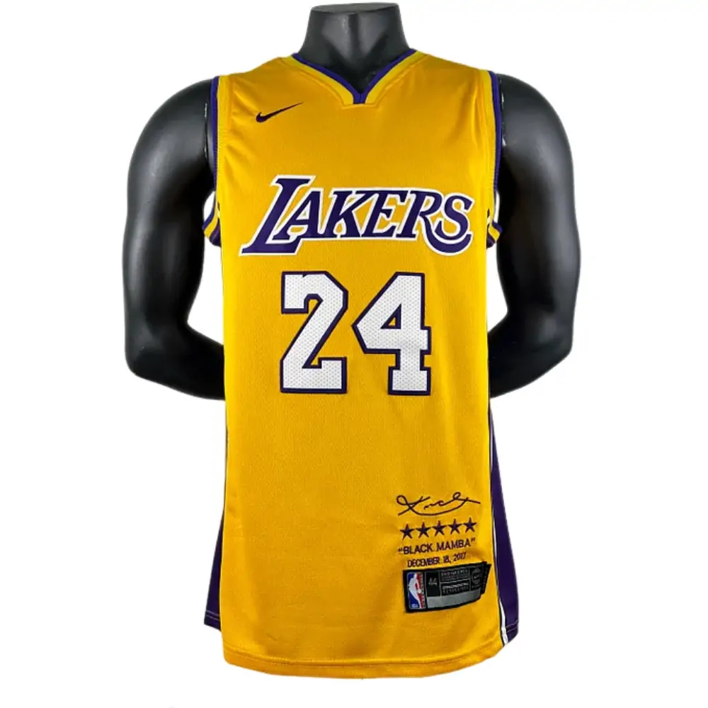 Embroidered Lakers V-neck Yellow No. 24 Kobe