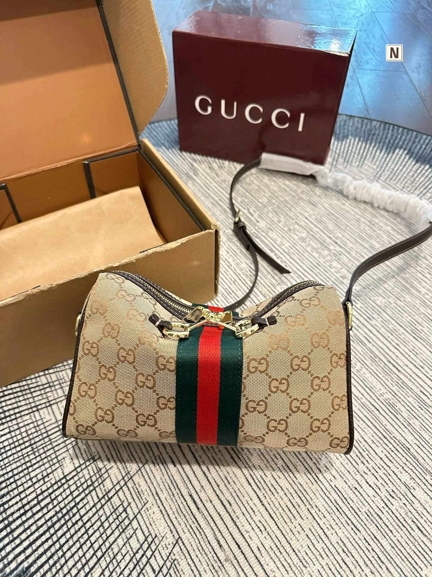 Gucci Vanity GG Canvas Web Shoulder Bag