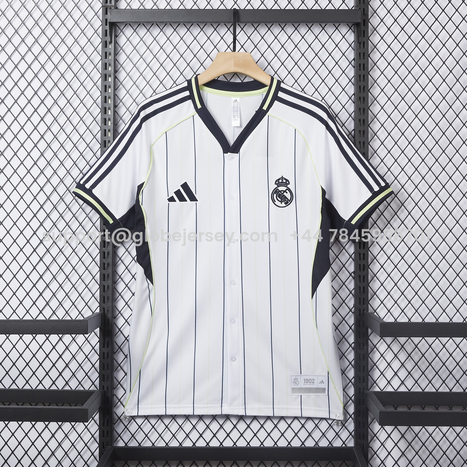 Real Madrid 25-26 White Baseball Jersey with Black Stripes