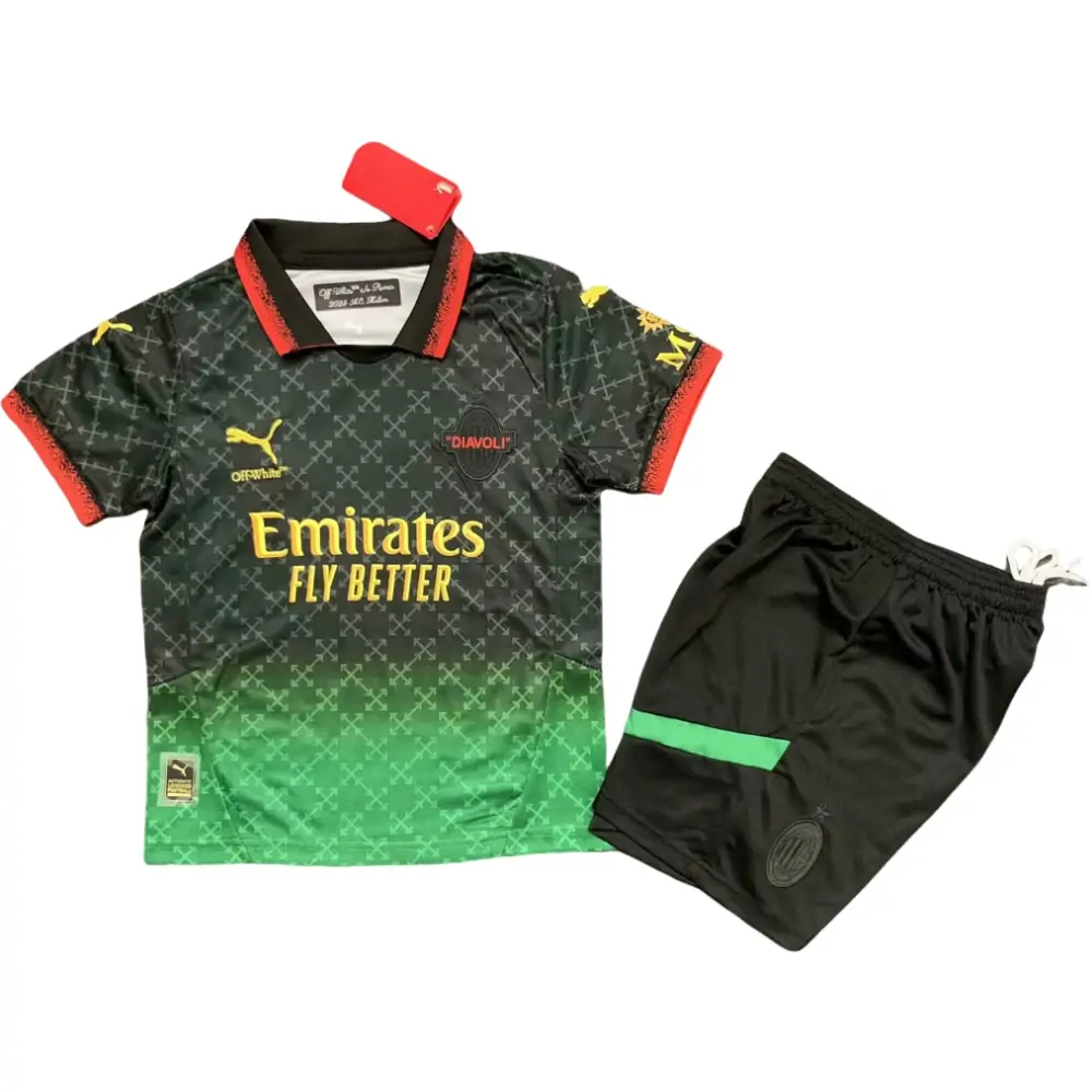 2025-26-AC Milan Three Away Black-Jersey-Children's Set