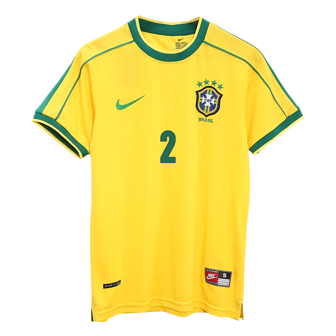 CAFU #2 Retro 1998 Brazil Home Football Jersey - World Cup