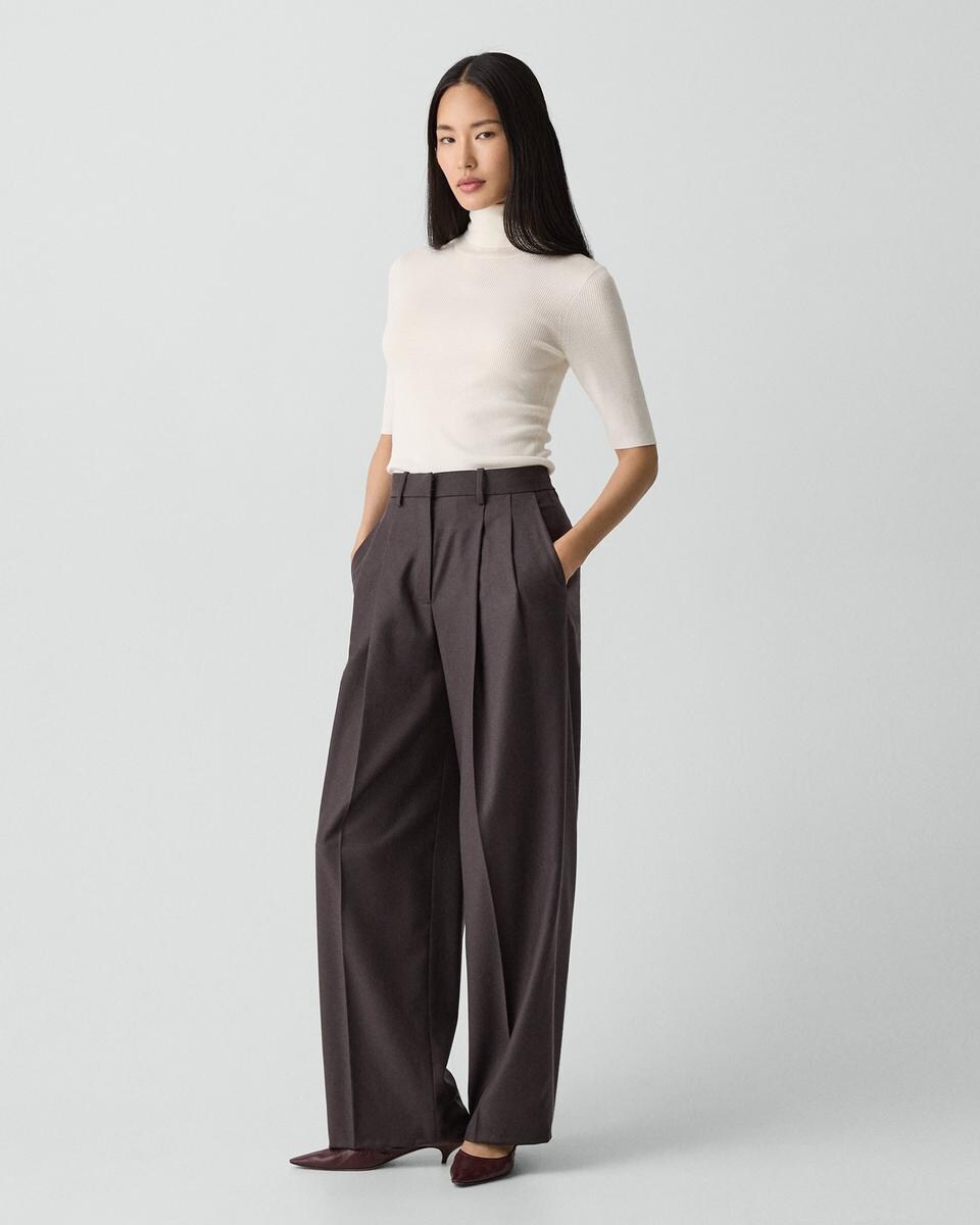 Double Pleat Pant, 29&rsquo;&rsquo; in Sleek Flannel