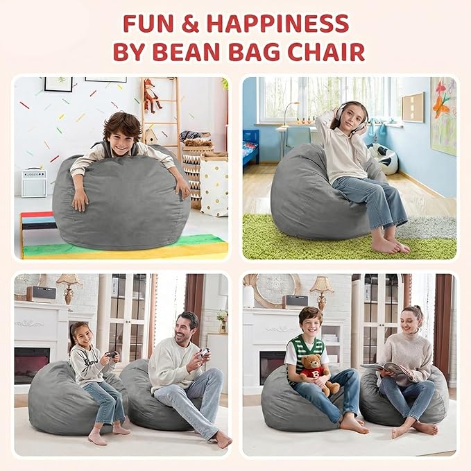 BUBBLEBEAN 2FT Bean Bag Chair, Comfy Bean Bag Chairs with Memory Foam Filled