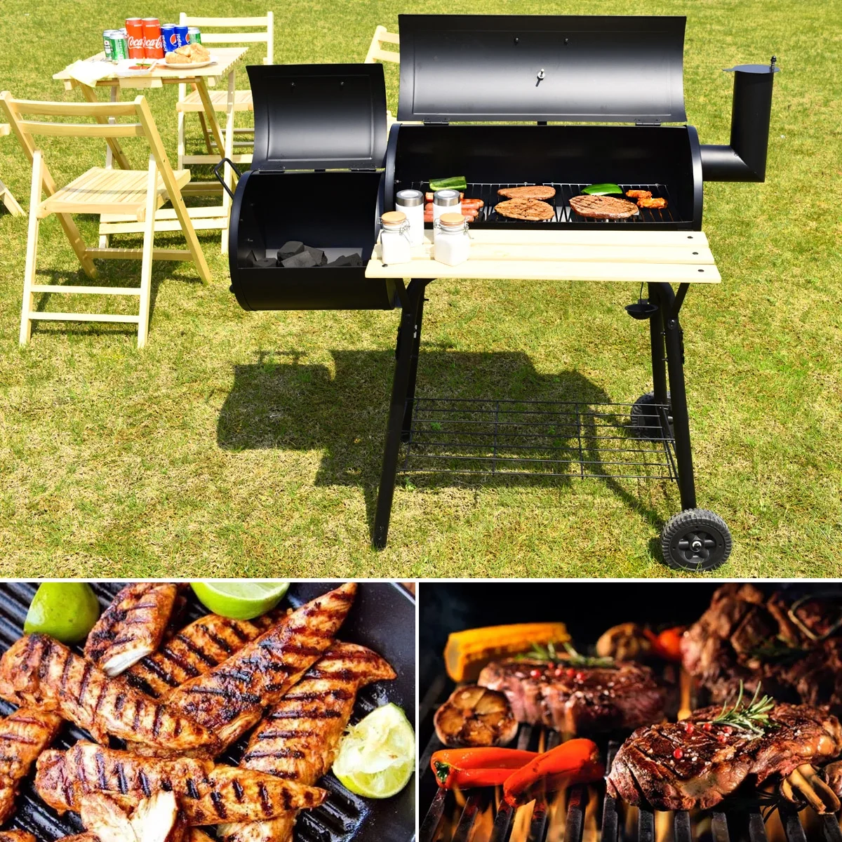 Costway OP2795 Outdoor BBQ Grill Charcoal Barbecue Pit Patio Backyard Meat Cooker Smoker