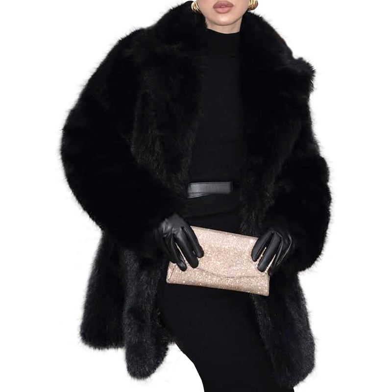 Women's Faux Fur Coats Warm Mid Long Furry Jackets