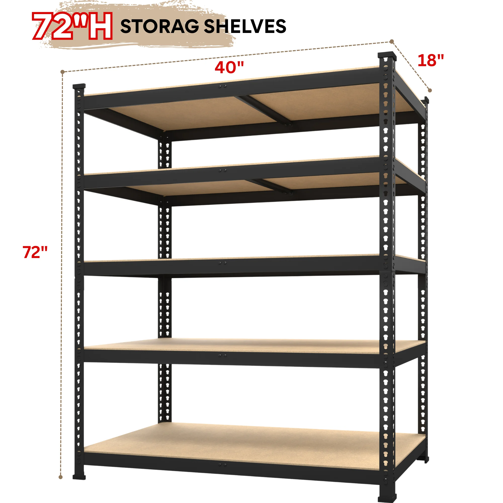 Prilinex Storage Shelves Garage Shelving Units 5 Tier Metal Heavy Duty Adjustable Shelf Rack 40