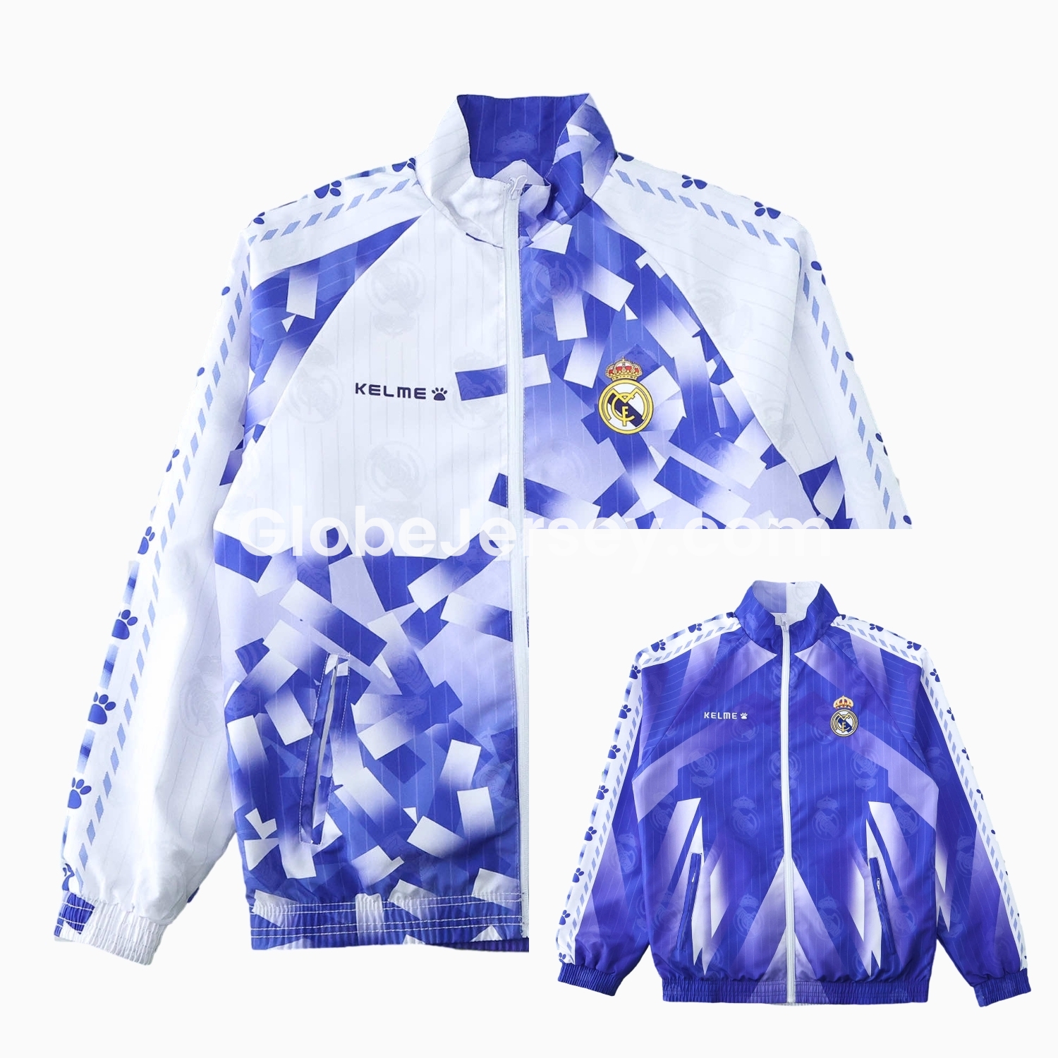 Retro Real Madrid 1996-97 Double Sided Reversible Windbreaker - Blue & Green