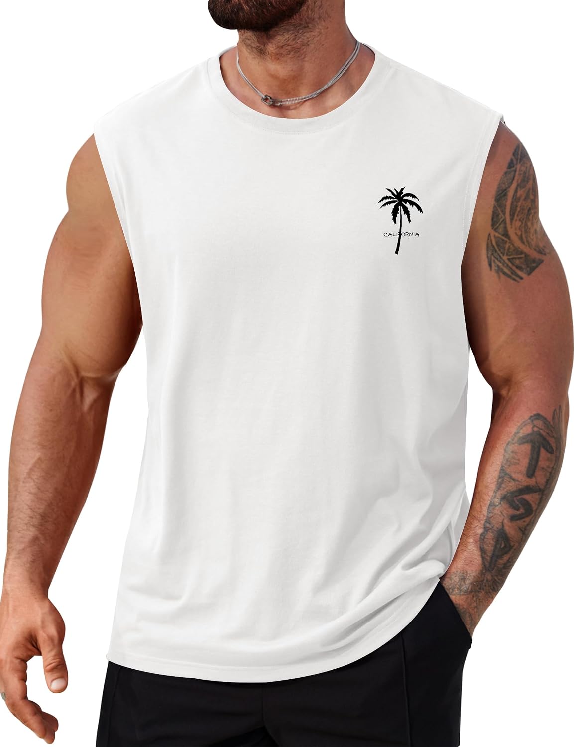 Men's Beach Summer Tank Tops Palm Tree Graphic