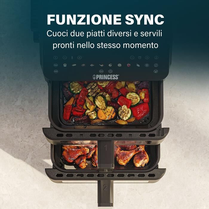 PRINCESS - Friggitrice ad aria DUAL VERTICAL-Nero